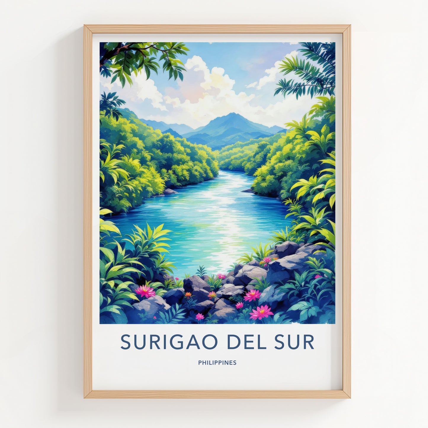 SURIGAO DEL SUR Poster - PHILIPPINES Travel Art - Lush River Mountains Home Decor