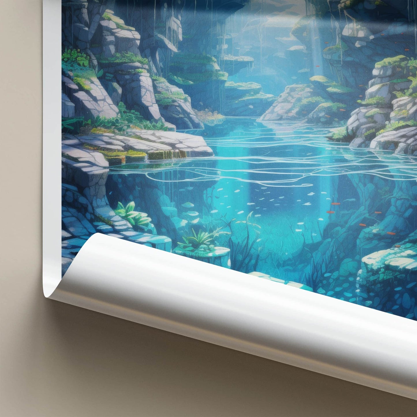 Surigao Del Sur Poster - Philippines Travel Art - Submerged River Flora Home Decor