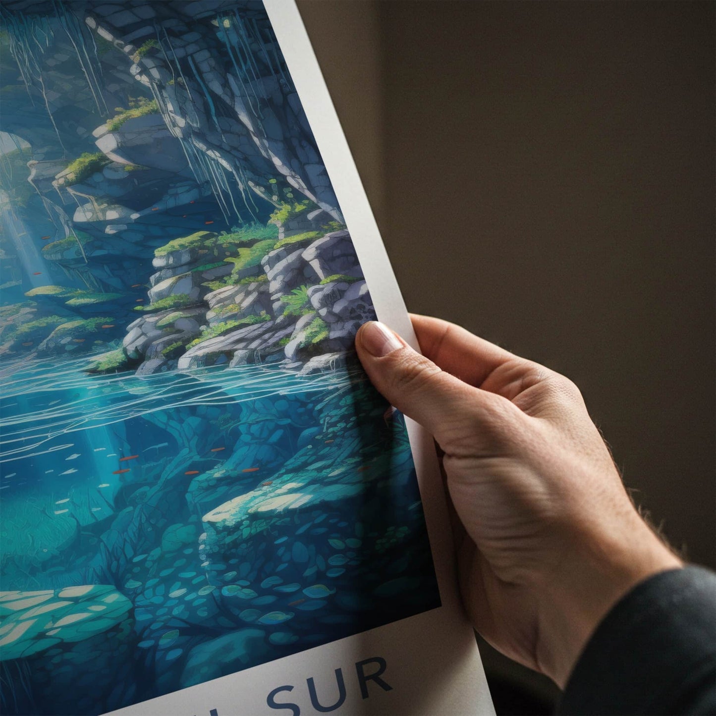 Surigao Del Sur Poster - Philippines Travel Art - Submerged River Flora Home Decor