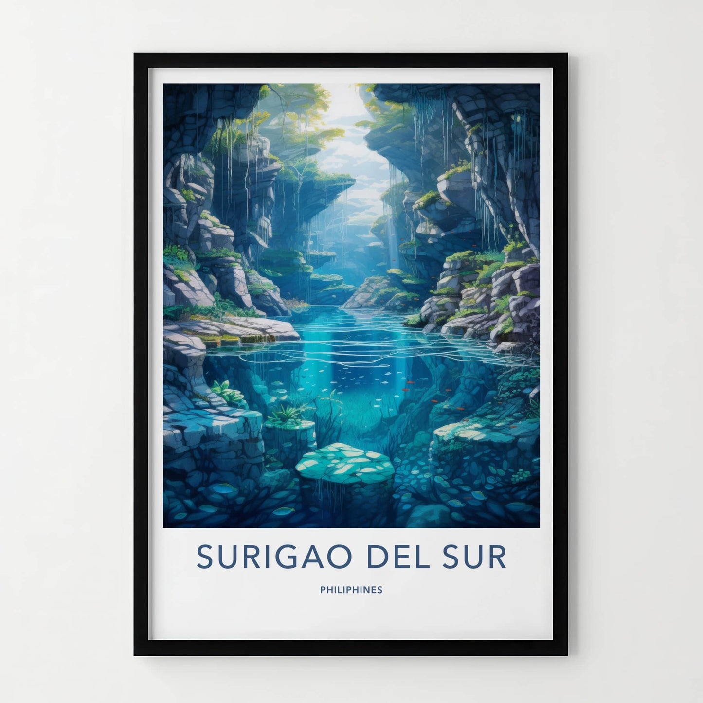 Surigao Del Sur Poster - Philippines Travel Art - Submerged River Flora Home Decor