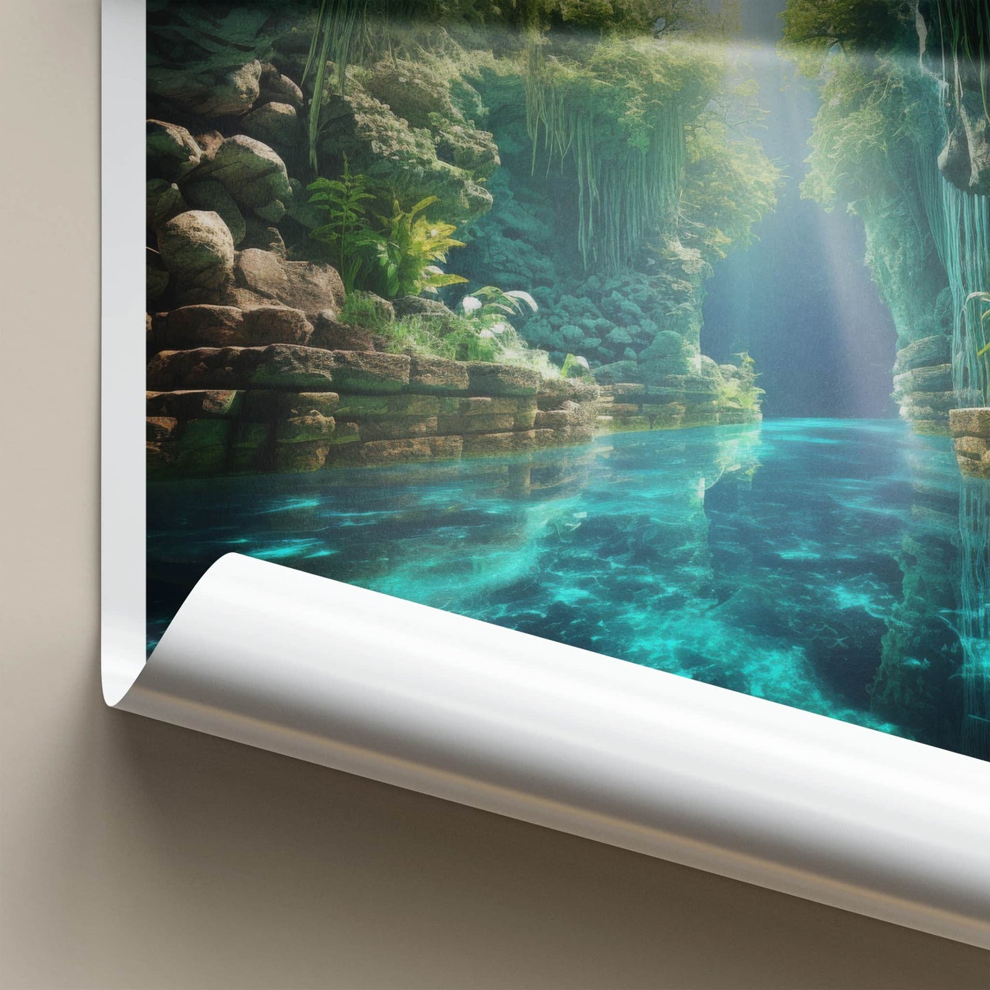 Surigao Del Sur Poster - Philippines Travel Art - Sunlit Cave Water Home Decor