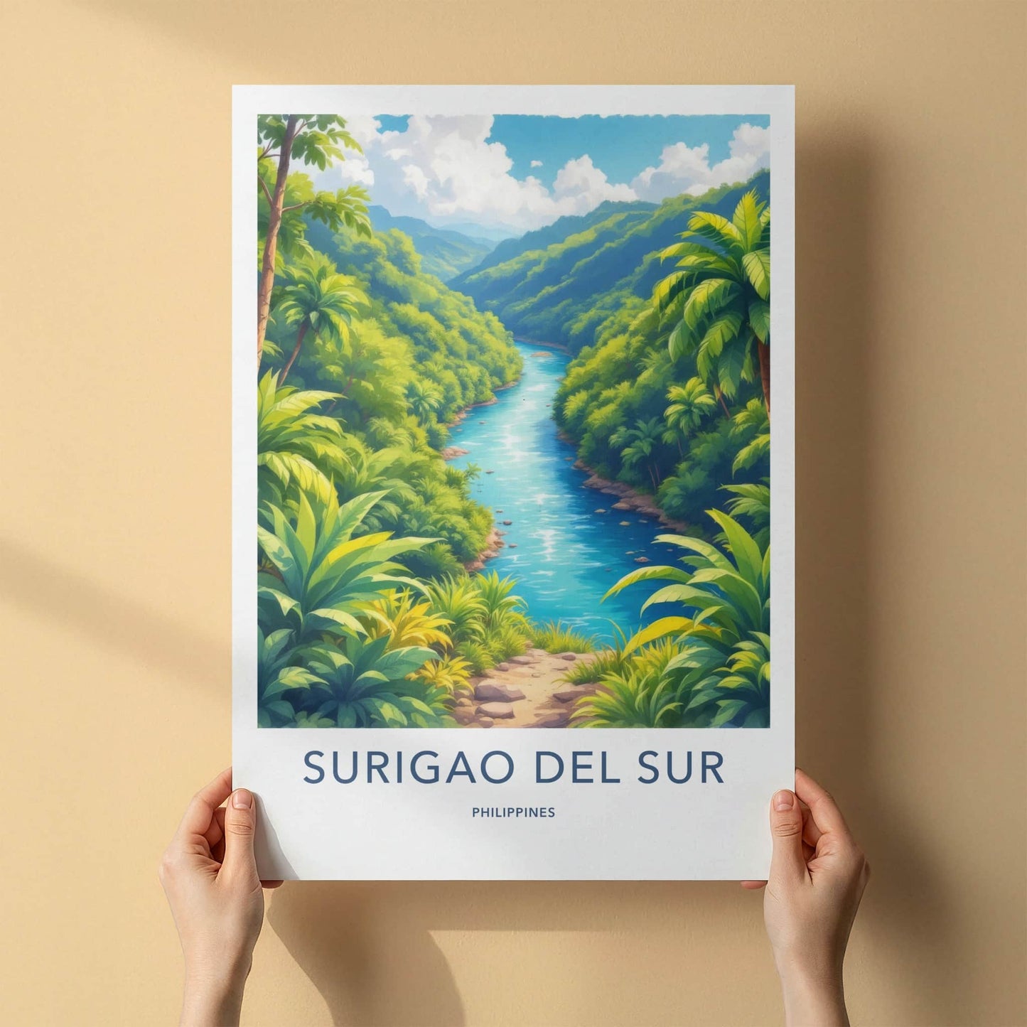 Surigao Del Sur Poster - Philippines Wall Art - Lush Green River Art Print