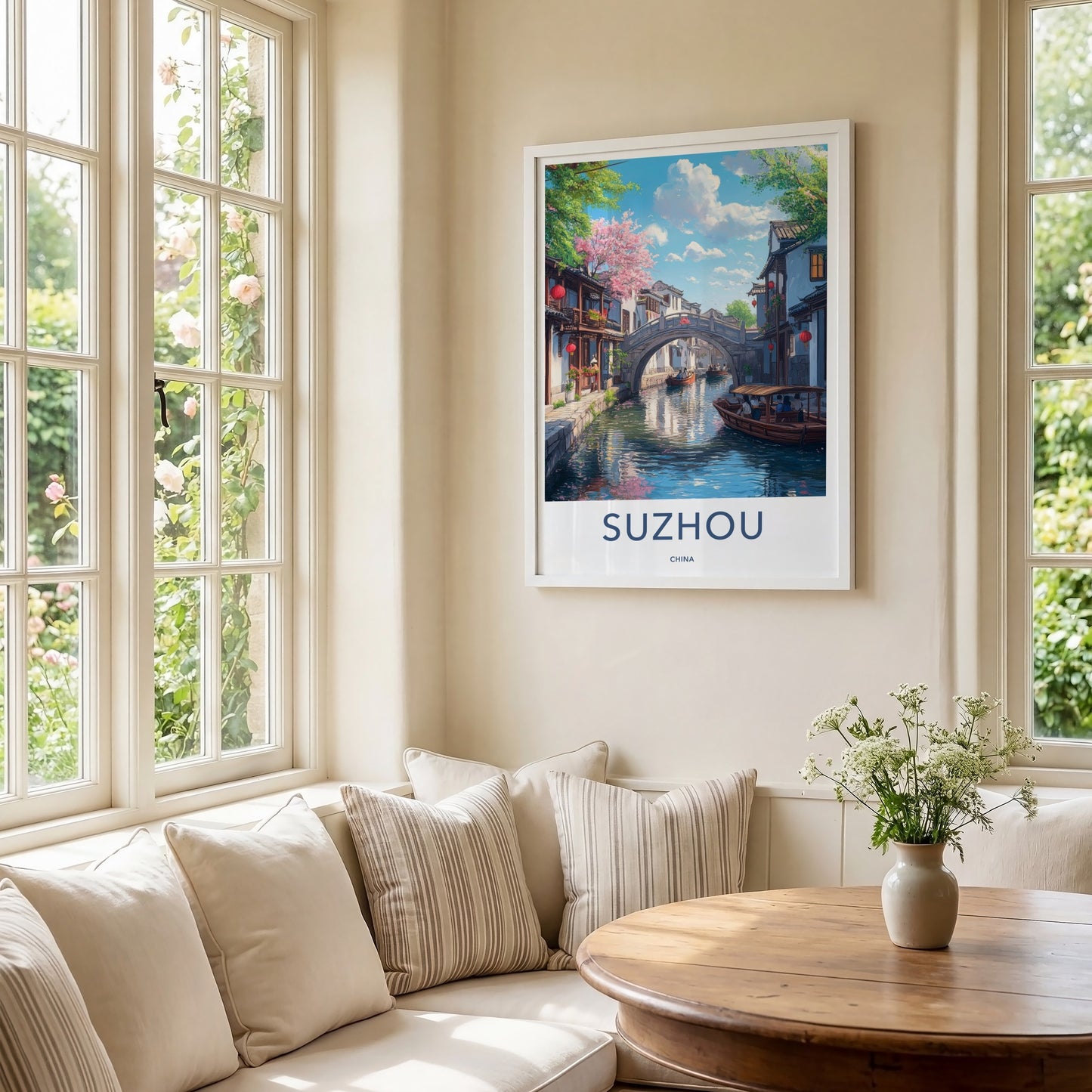 Suzhou Poster - China Travel Art - Traditional Canal Boats Home Decor