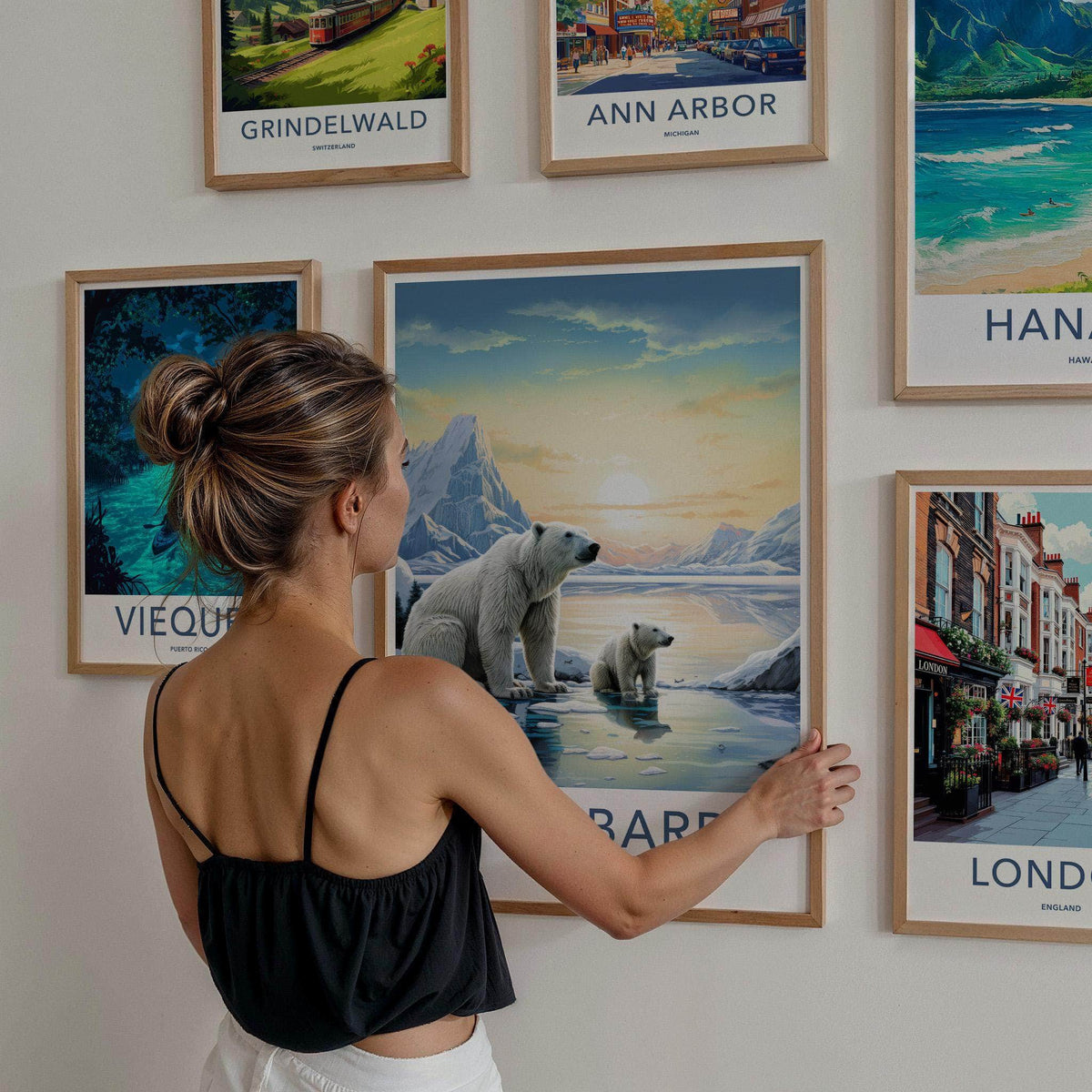 Svalbard Poster - Arctic Landscape Print With Polar Bear Illustration