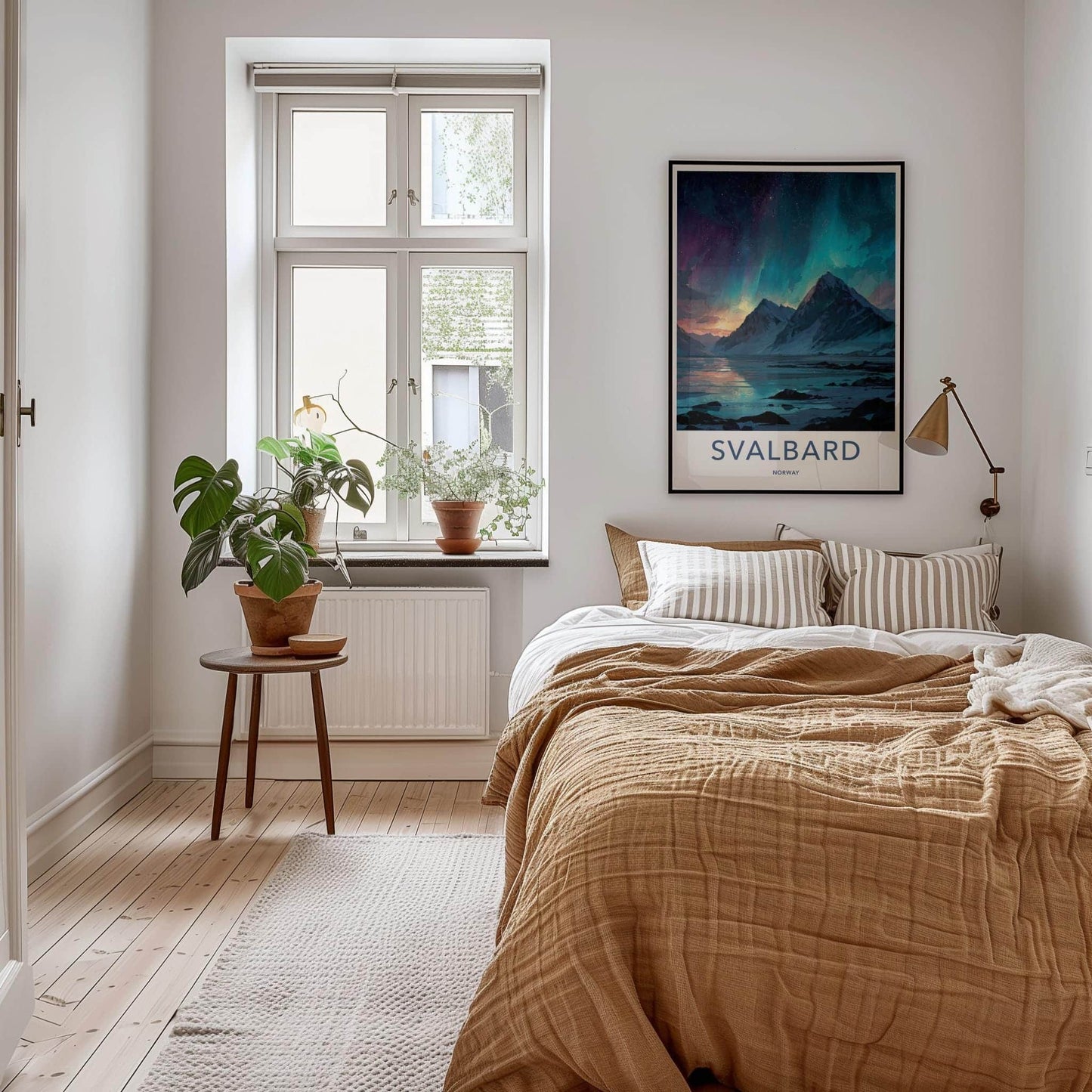 Svalbard Poster - Norway Framed Art - Frozen Fjord Lights Wall Decor