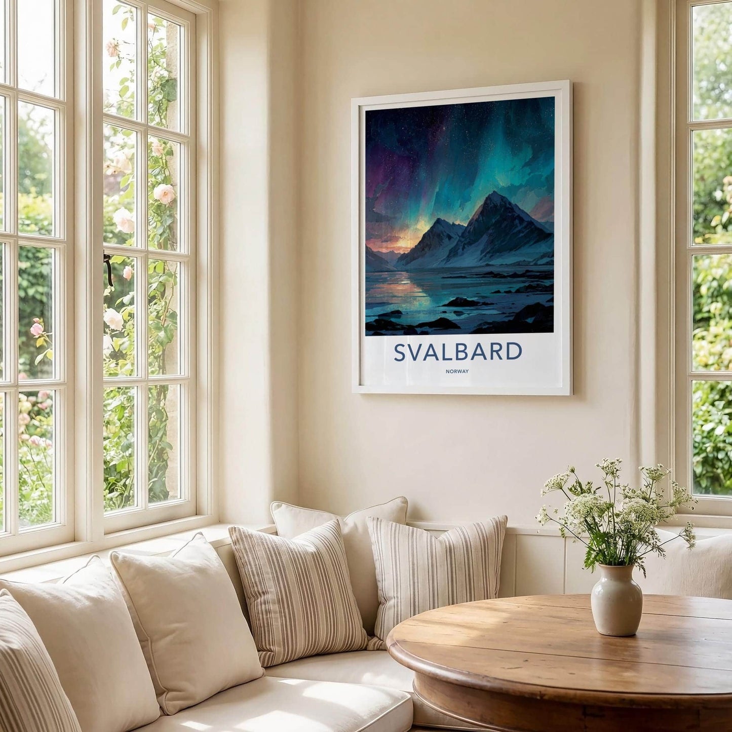 Svalbard Poster - Norway Framed Art - Frozen Fjord Lights Wall Decor