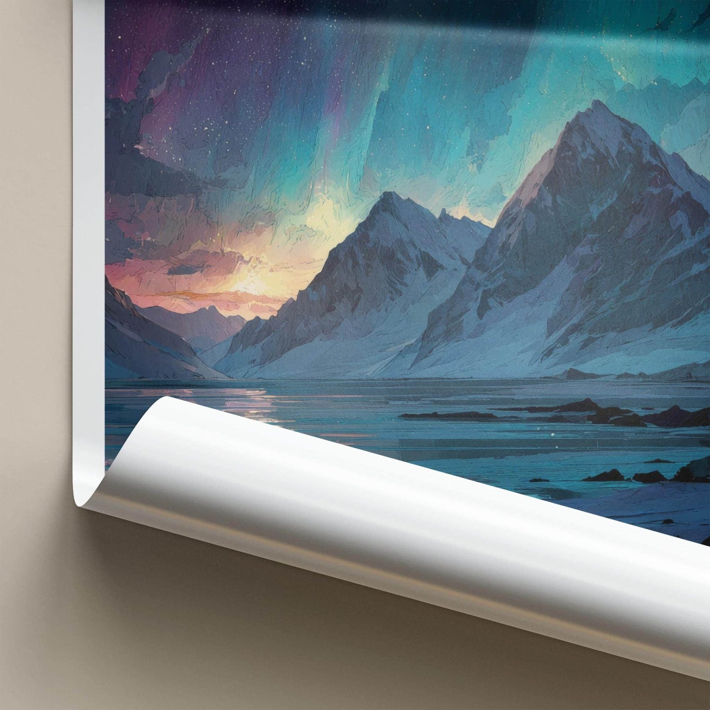 Svalbard Poster - Norway Framed Art - Frozen Fjord Lights Wall Decor