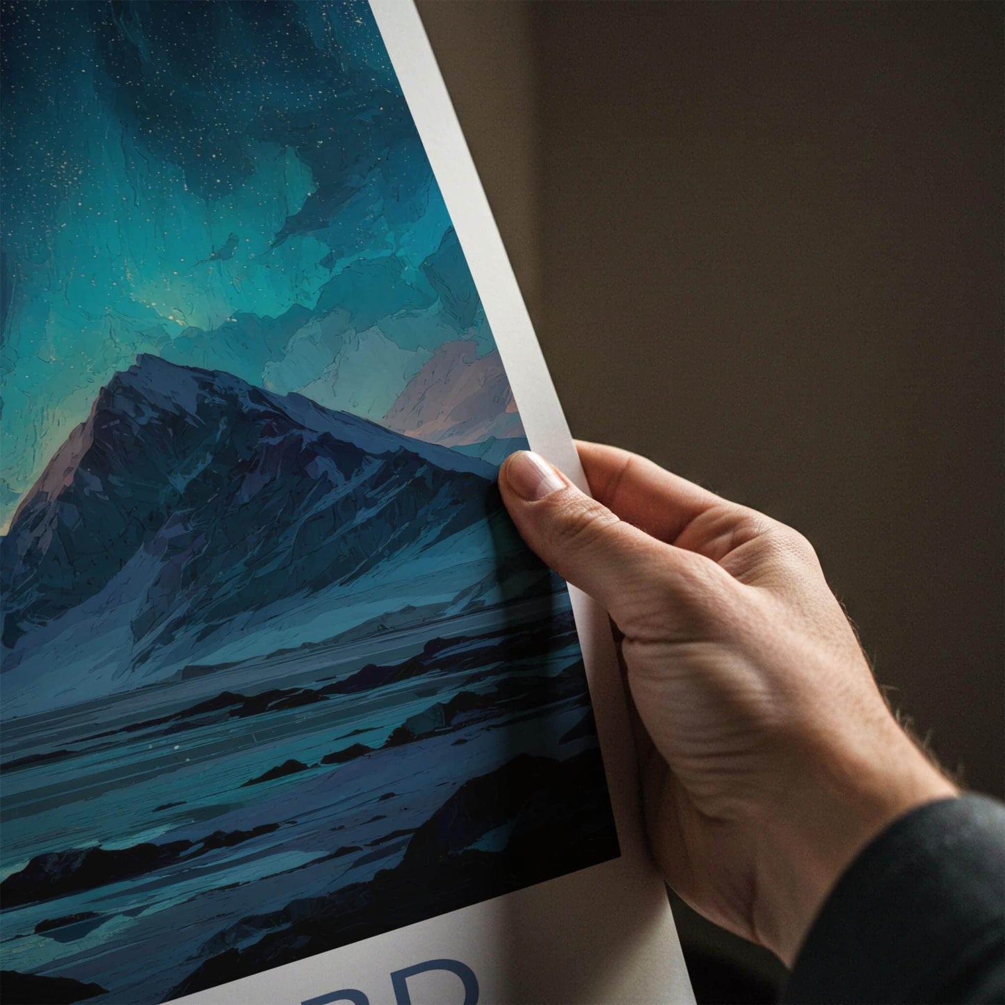 Svalbard Poster - Norway Framed Art - Frozen Fjord Lights Wall Decor