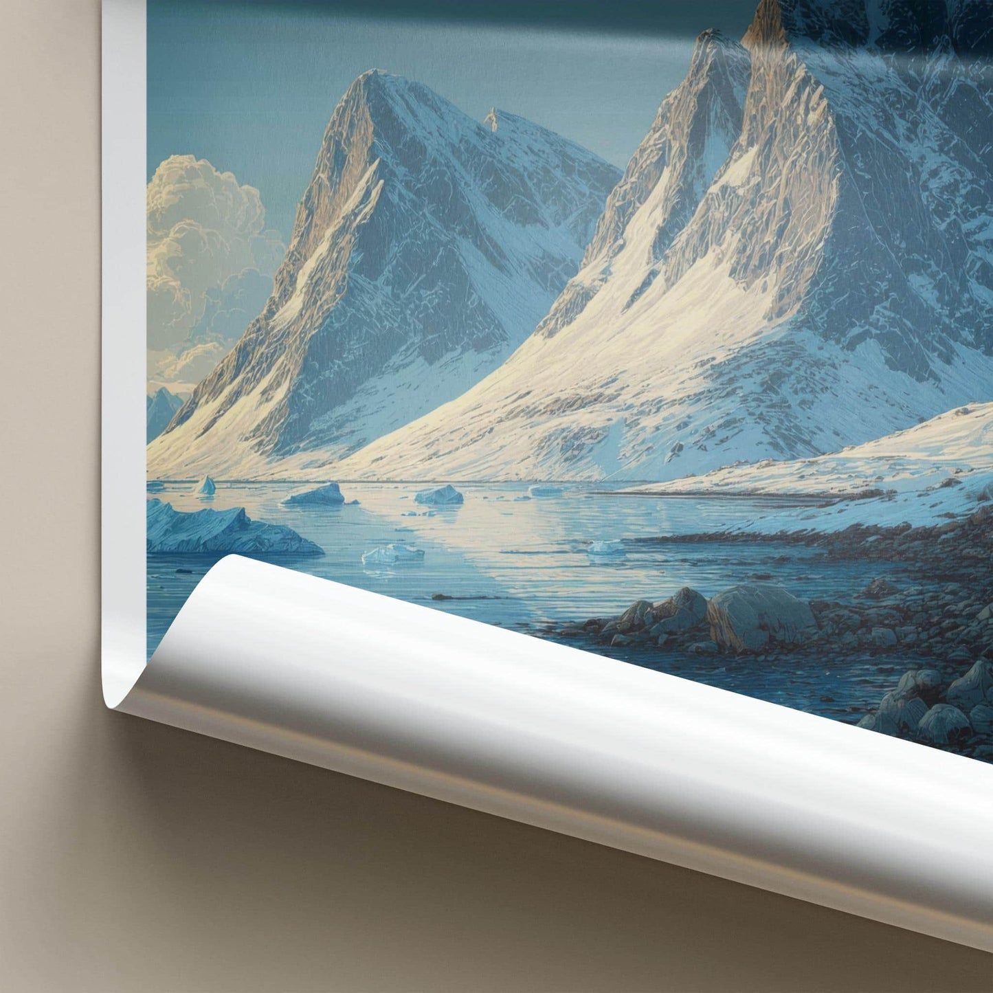 Svalbard Poster - Norway Travel Art - Frozen Mountain Coast Home Decor