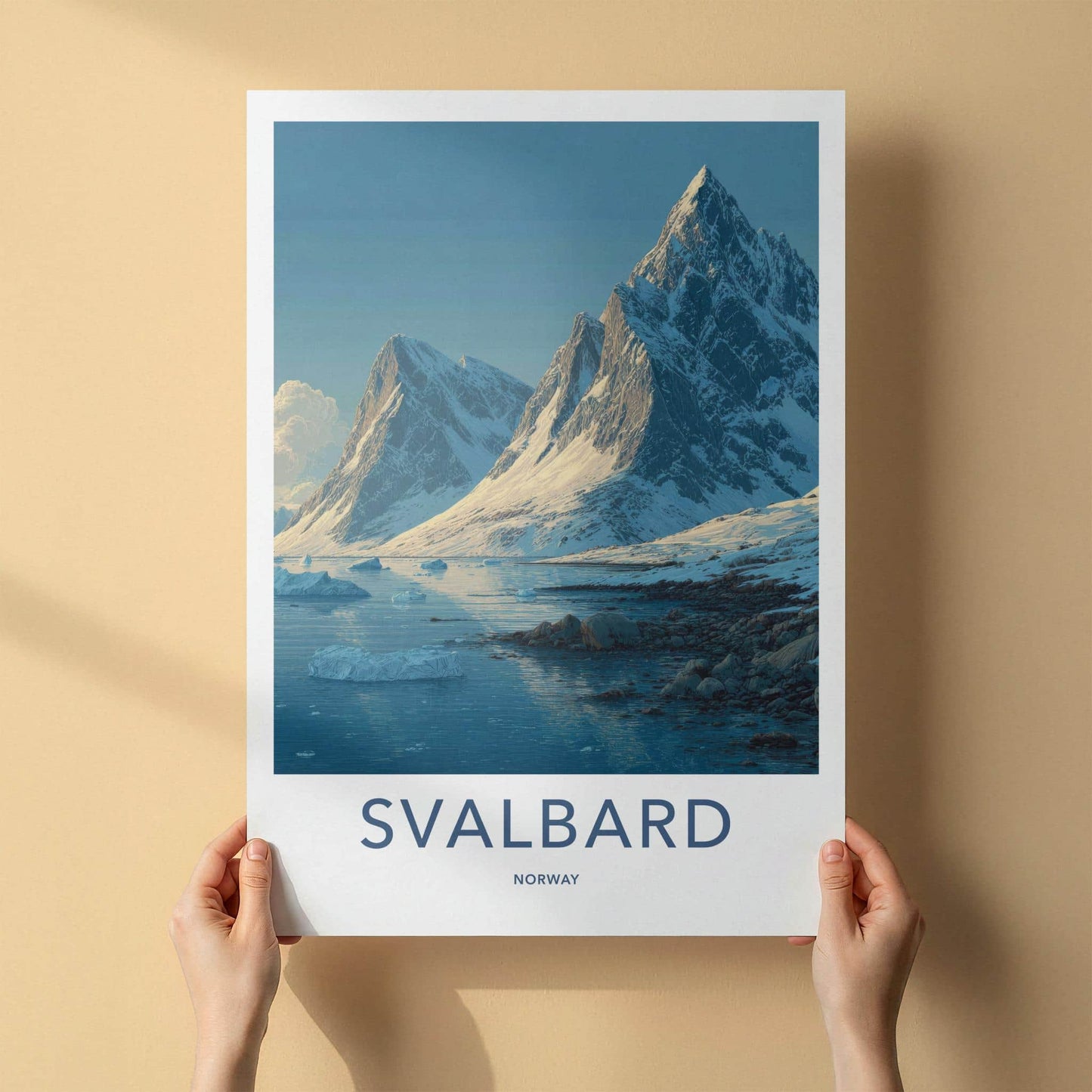 Svalbard Poster - Norway Travel Art - Frozen Mountain Coast Home Decor