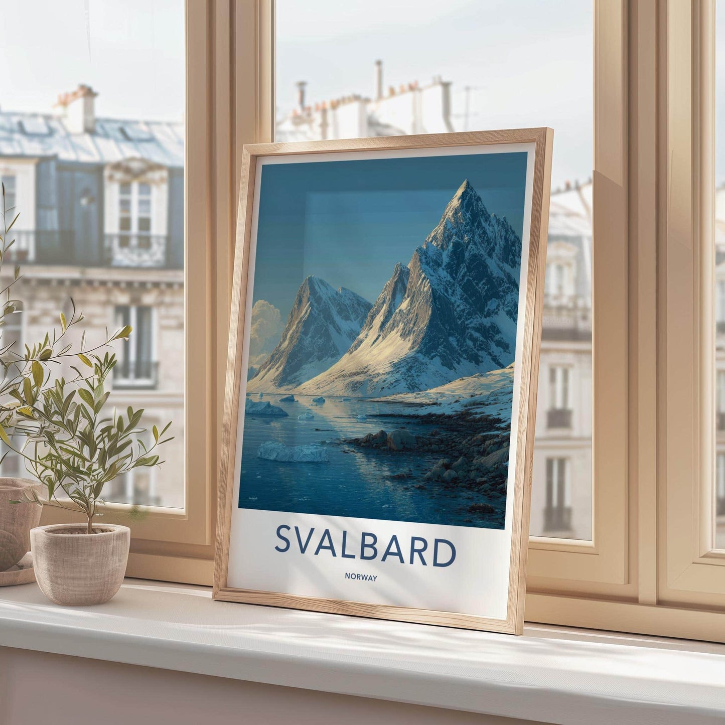 Svalbard Poster - Norway Travel Art - Frozen Mountain Coast Home Decor