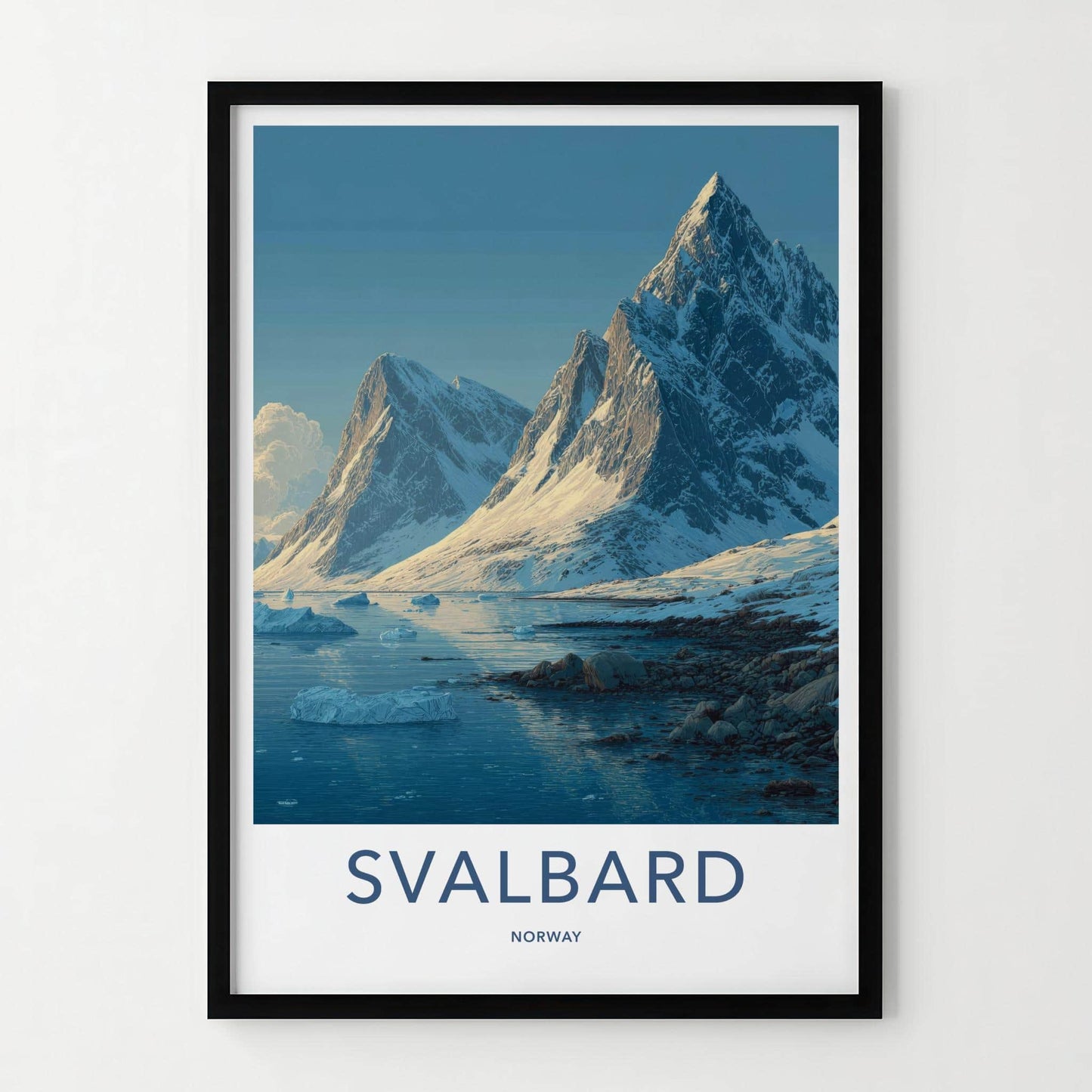Svalbard Poster - Norway Travel Art - Frozen Mountain Coast Home Decor