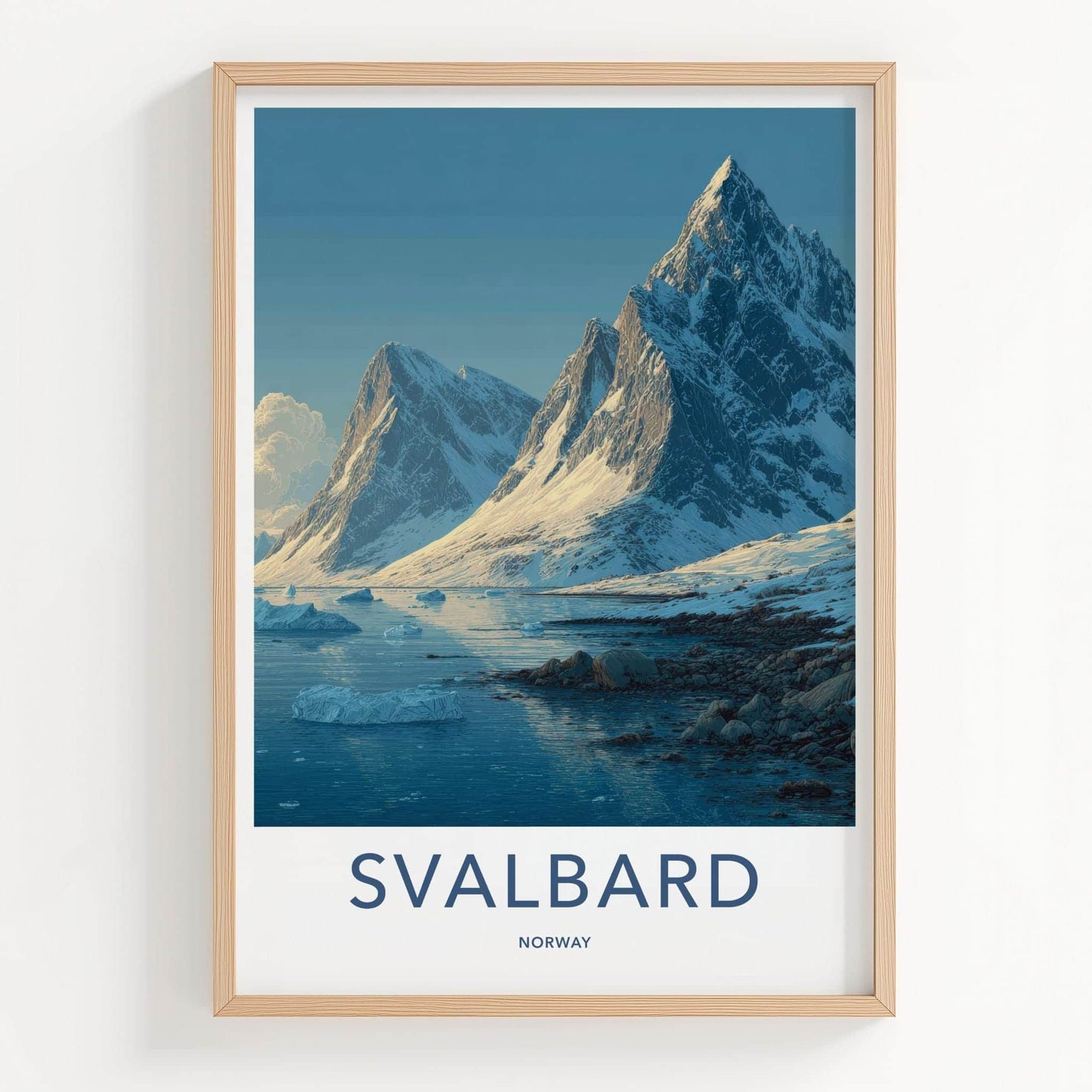 Svalbard Poster - Norway Travel Art - Frozen Mountain Coast Home Decor