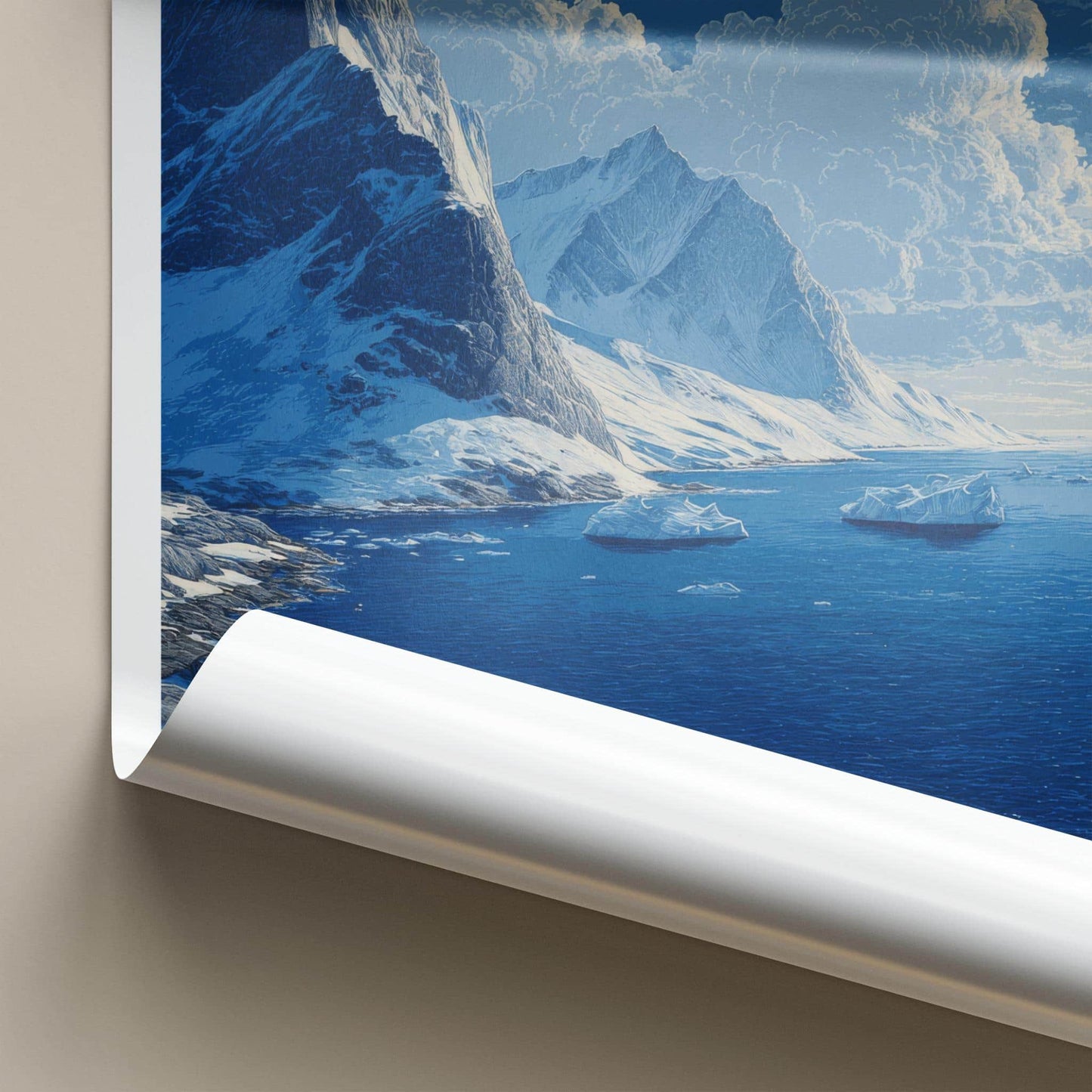 Svalbard Poster - Norway Travel Art - Snowy Mountain Ocean Home Decor