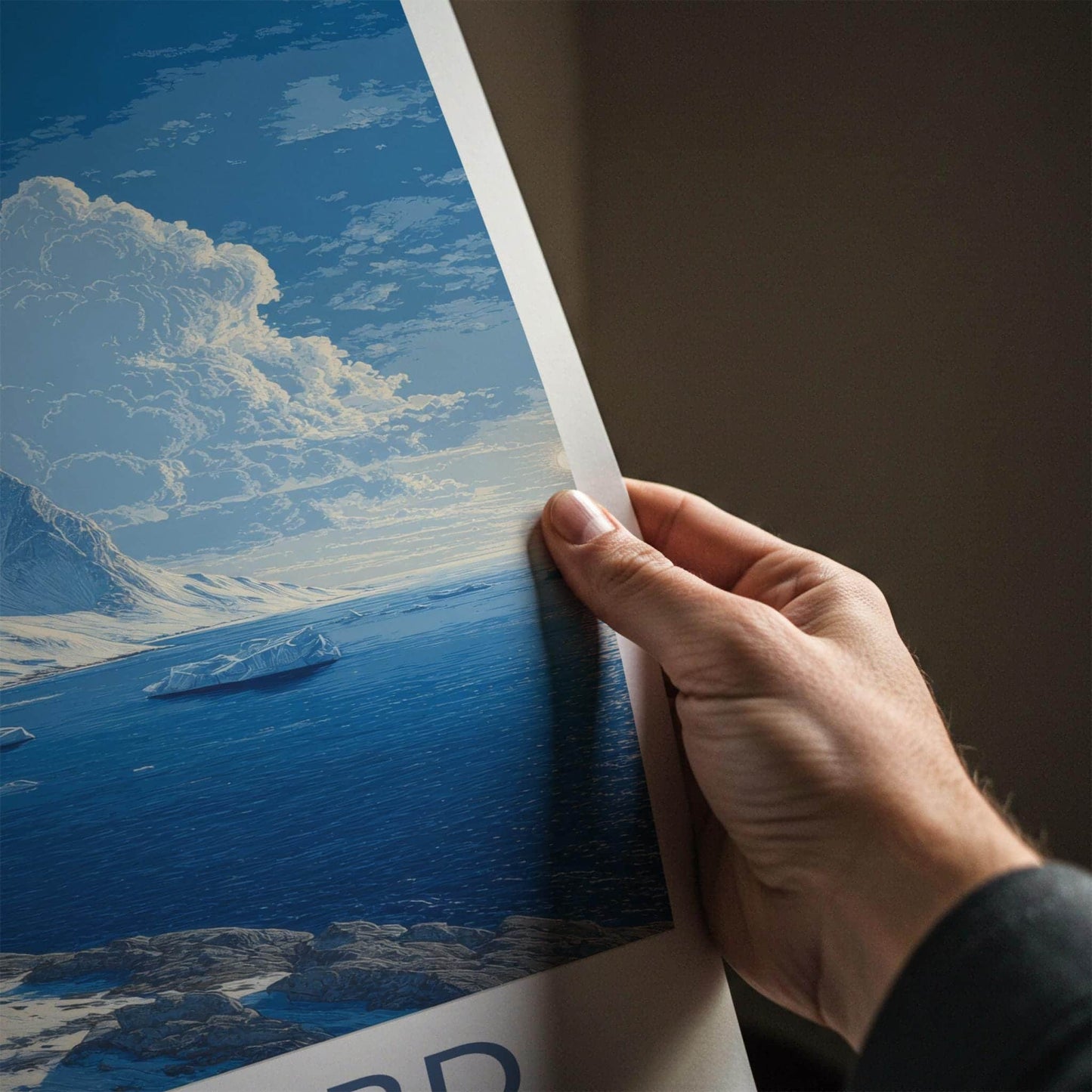 Svalbard Poster - Norway Travel Art - Snowy Mountain Ocean Home Decor