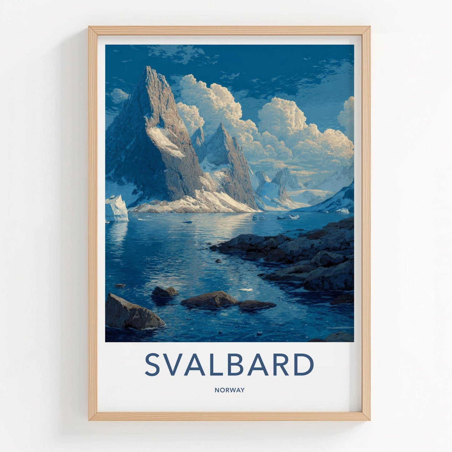 Svalbard Poster - Norway Wall Art - Icy Mountain Seascape Home Decor