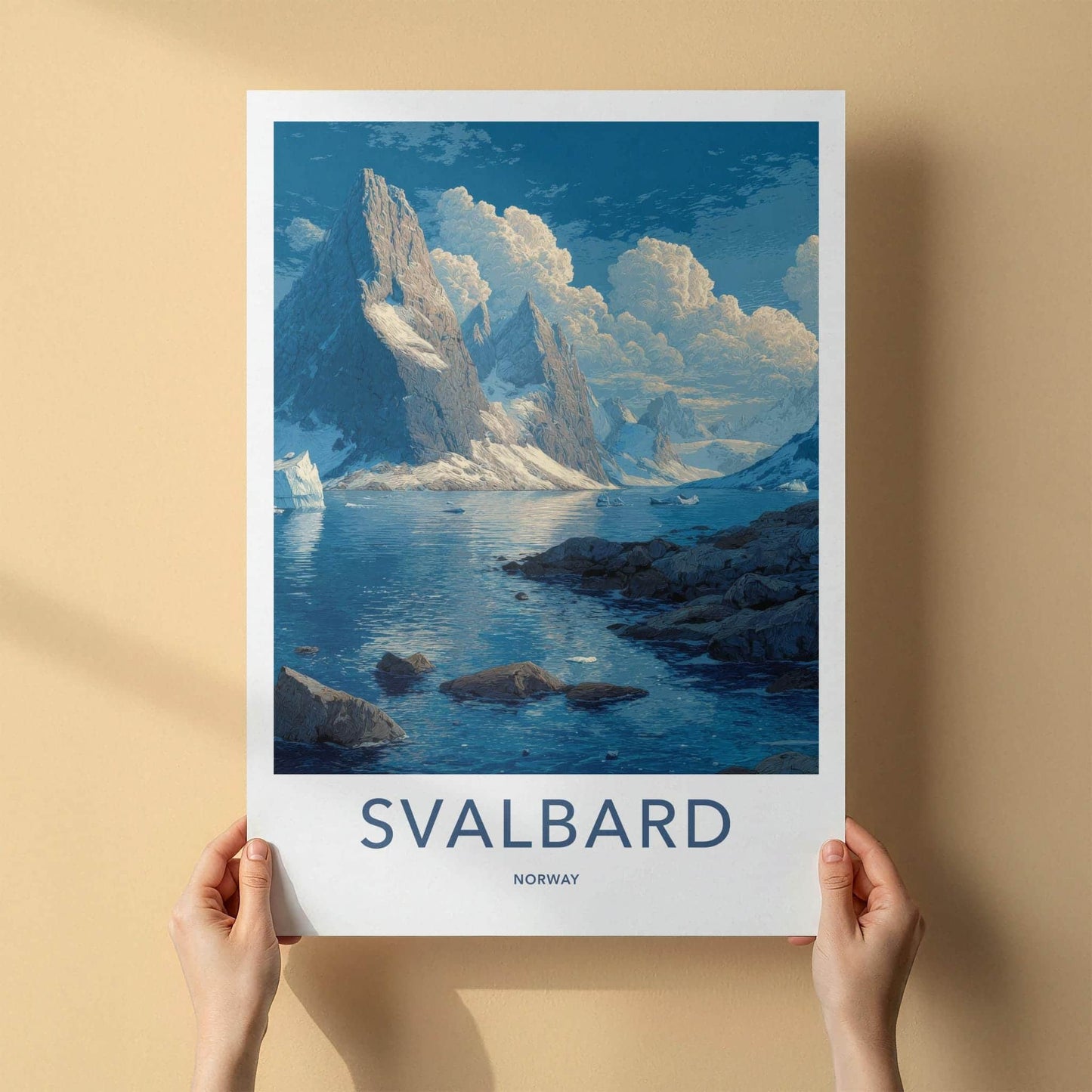 Svalbard Poster - Norway Wall Art - Icy Mountain Seascape Home Decor