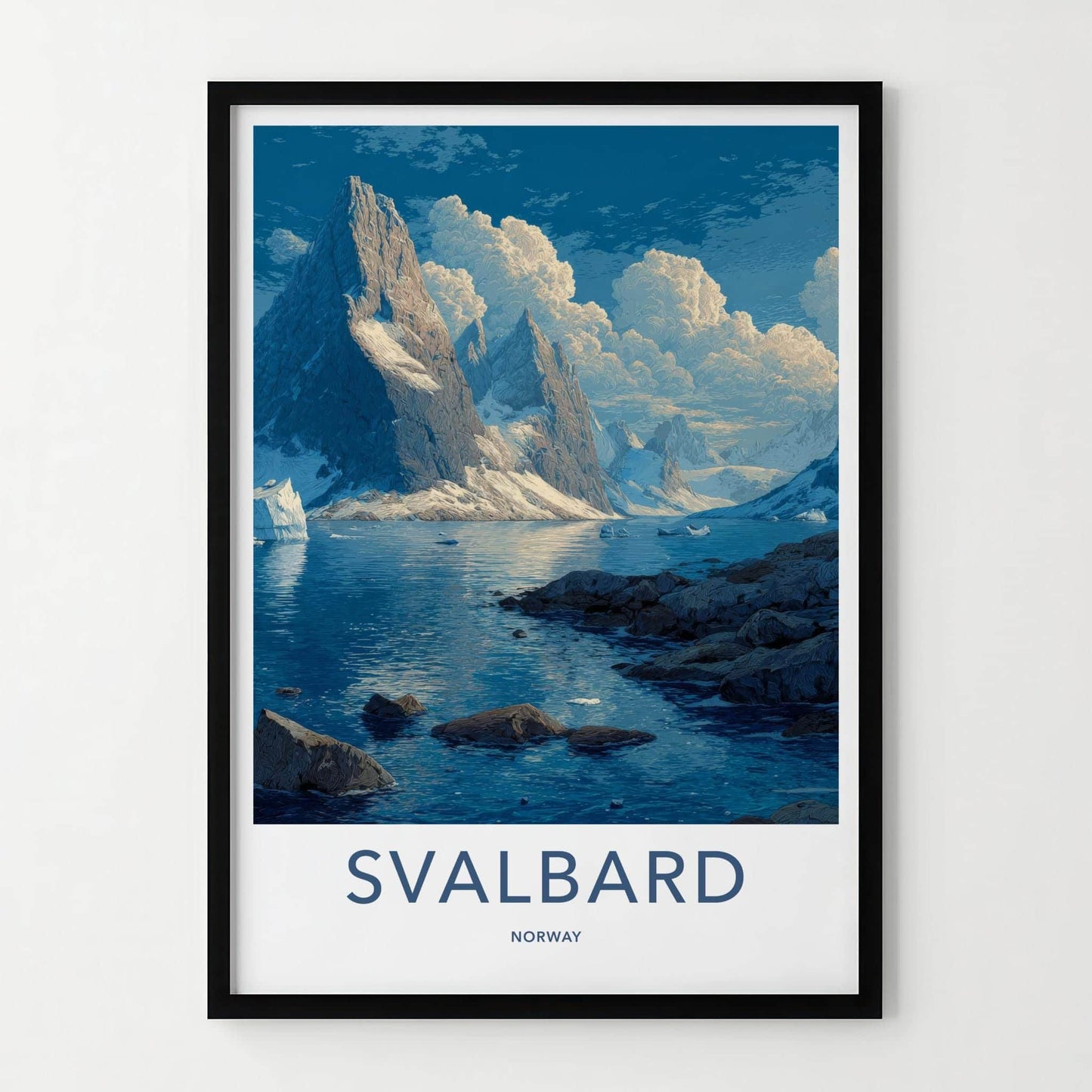 Svalbard Poster - Norway Wall Art - Icy Mountain Seascape Home Decor