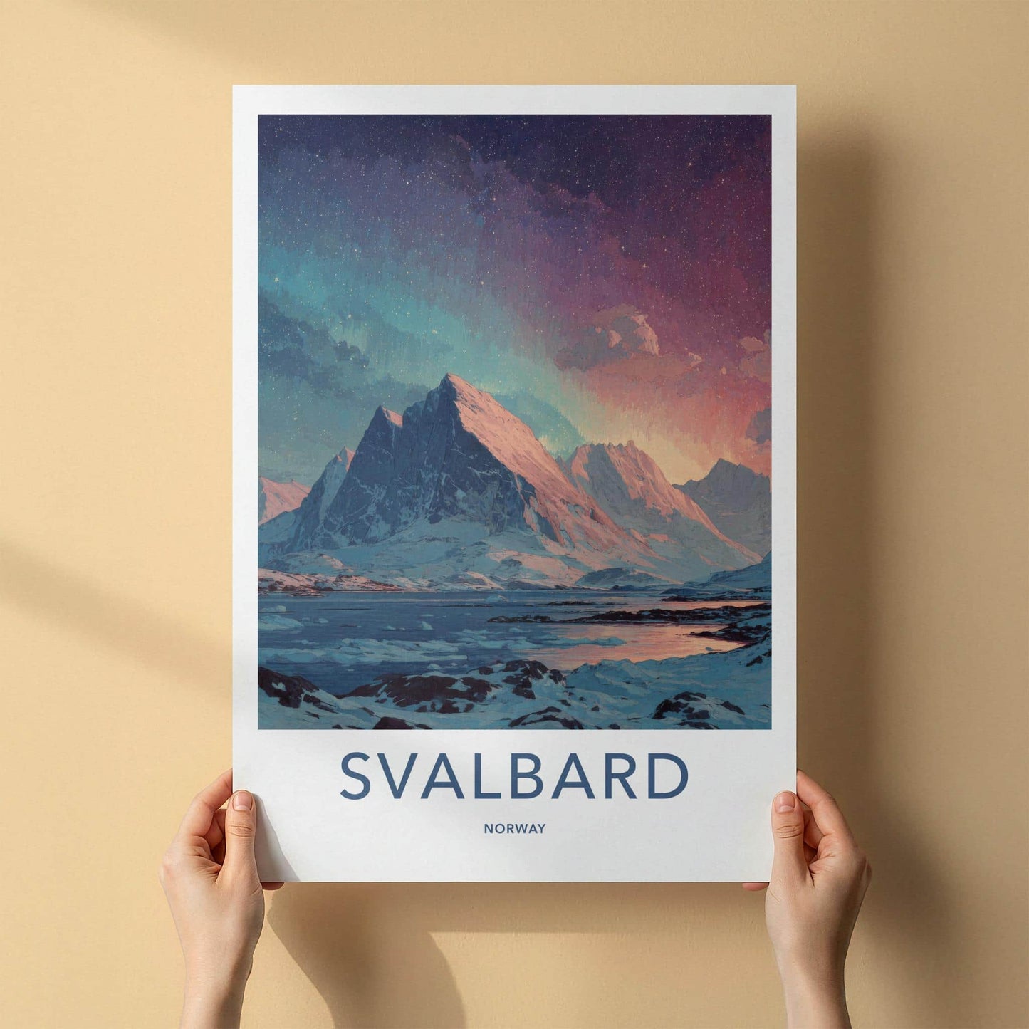 Svalbard Poster - Norway Wall Art - Starry Arctic Landscape Home Decor