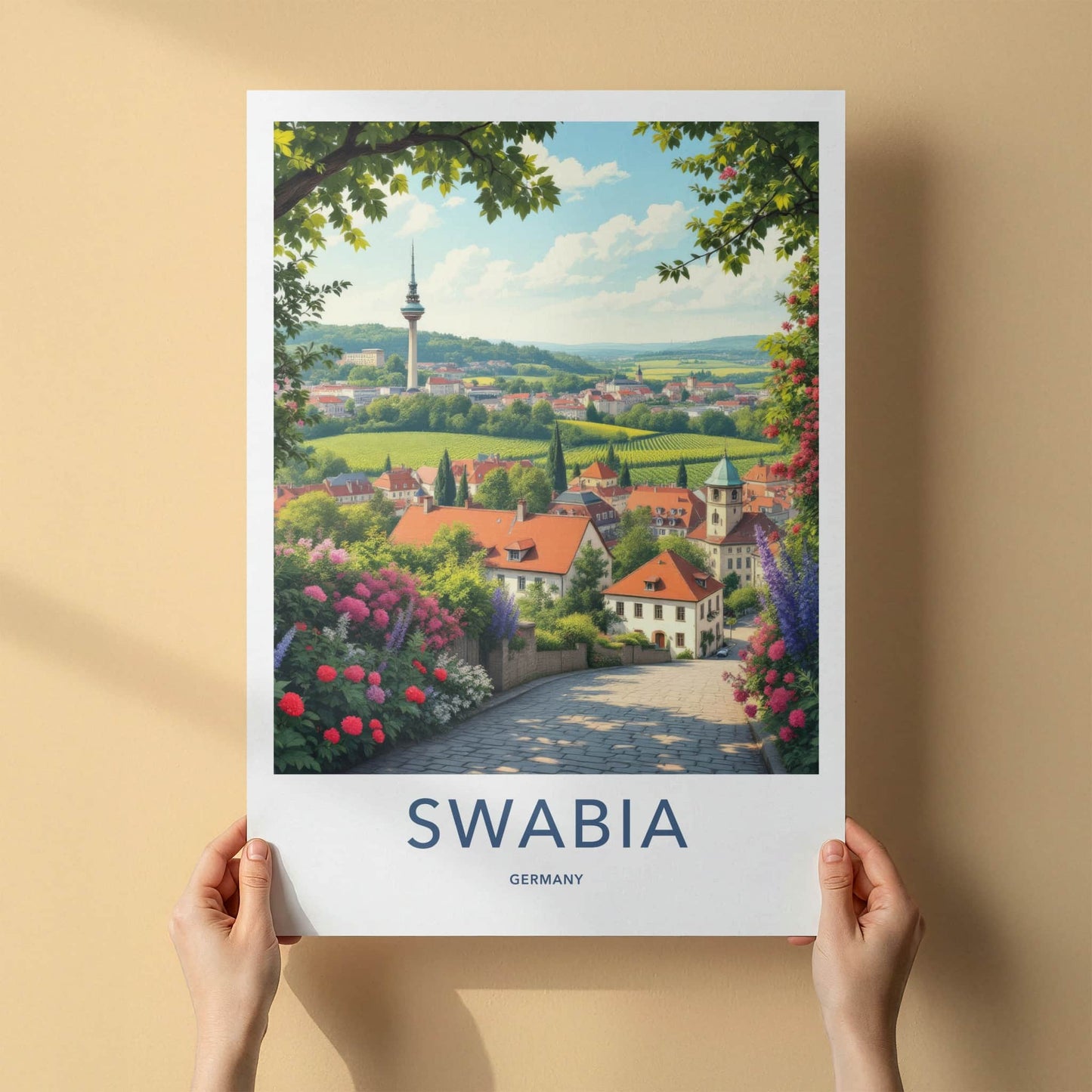 Swabia Poster - Germany Art Print - Picturesque Valley Village Home Decor