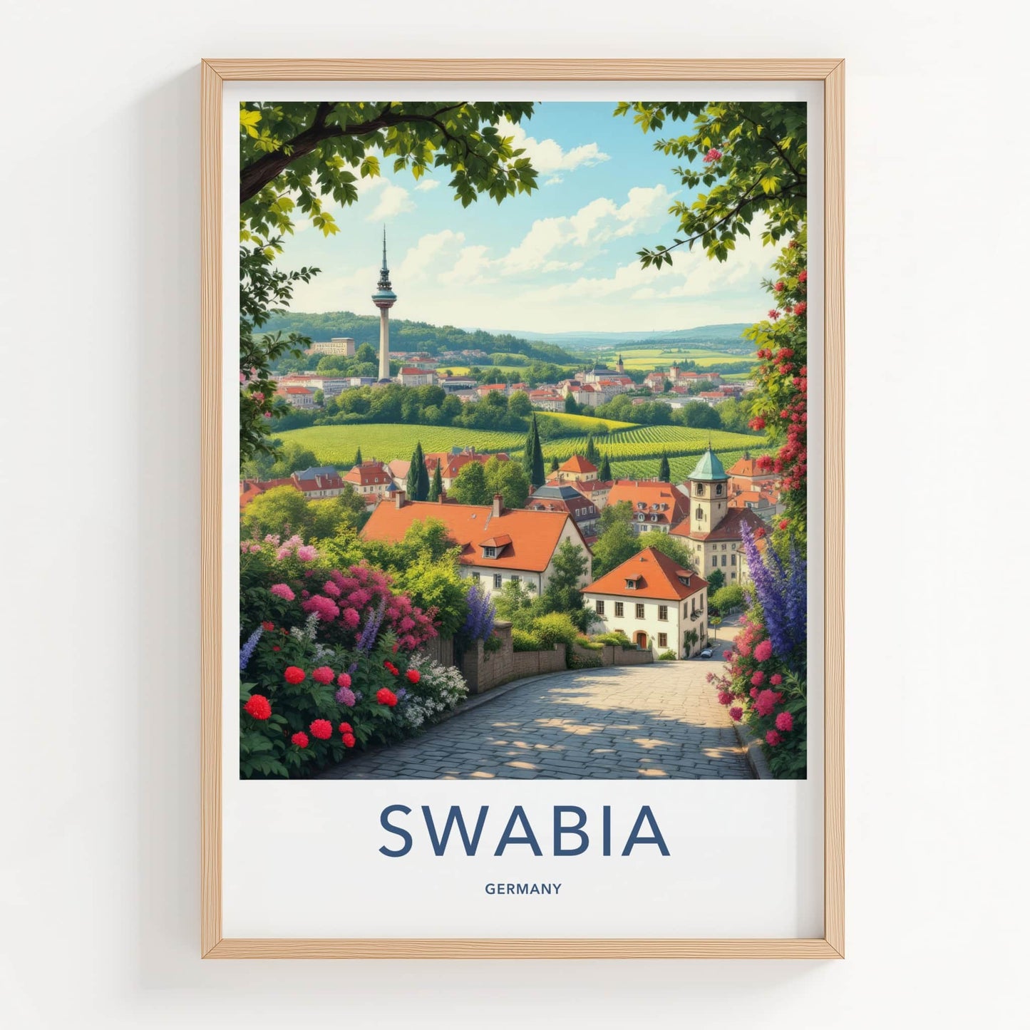 Swabia Poster - Germany Art Print - Picturesque Valley Village Home Decor