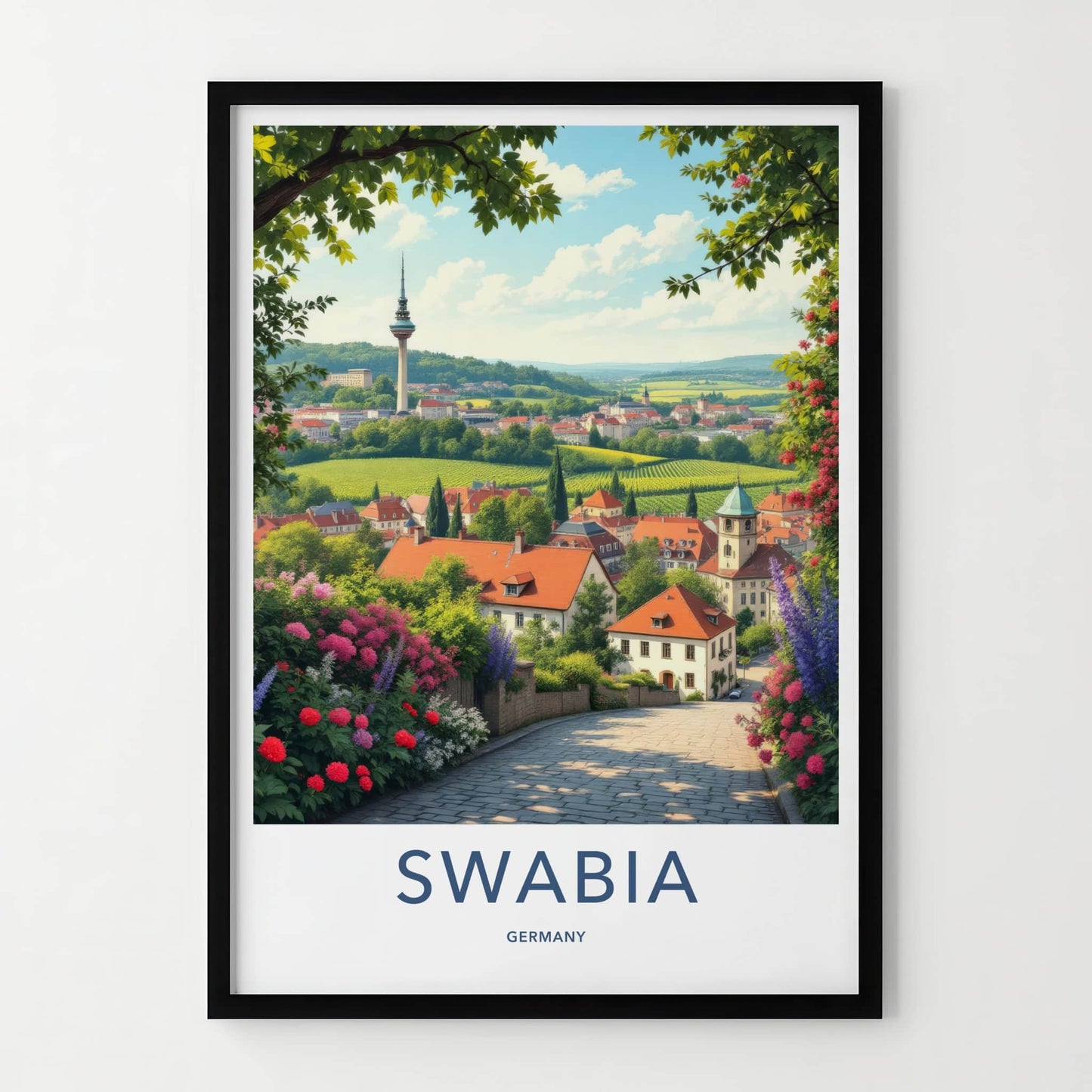 Swabia Poster - Germany Art Print - Picturesque Valley Village Home Decor