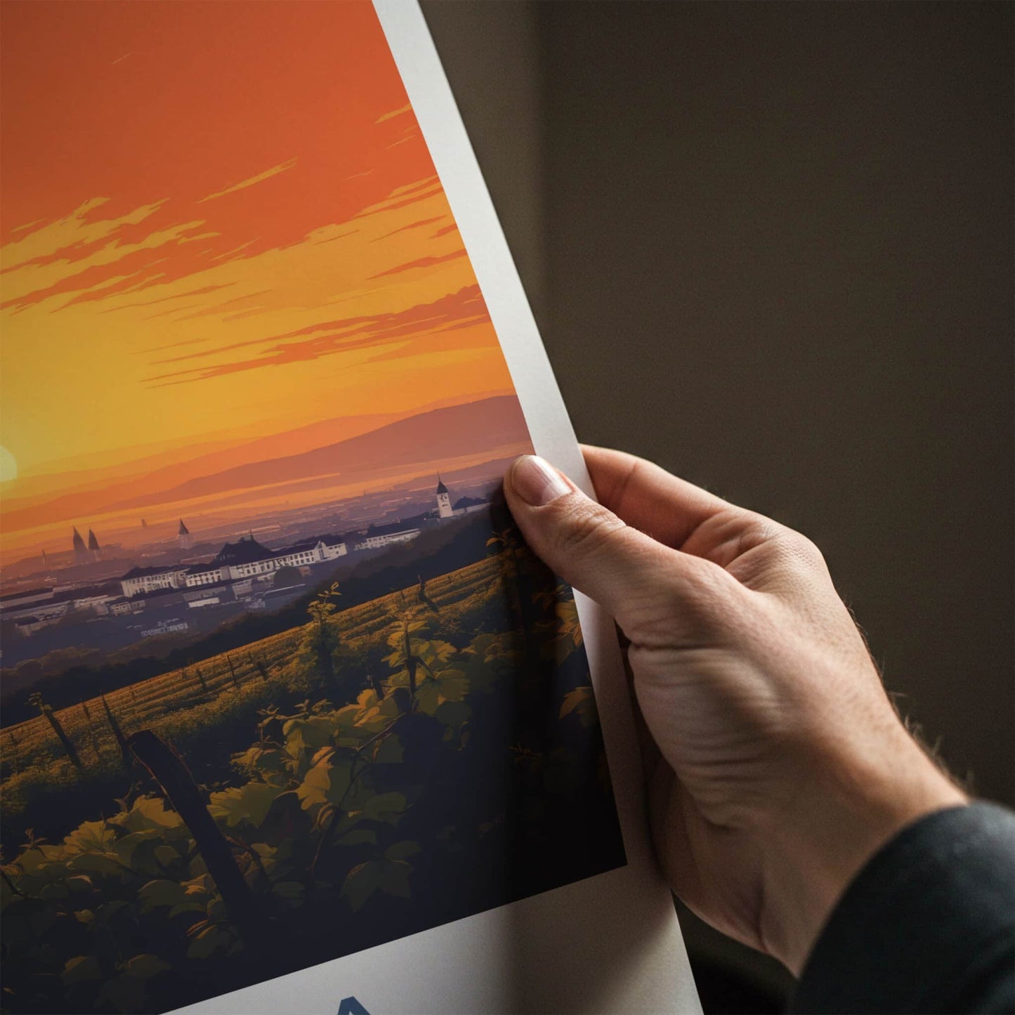 Swabia Poster - Germany Travel Print - Sunset City Vineyards Gallery Art