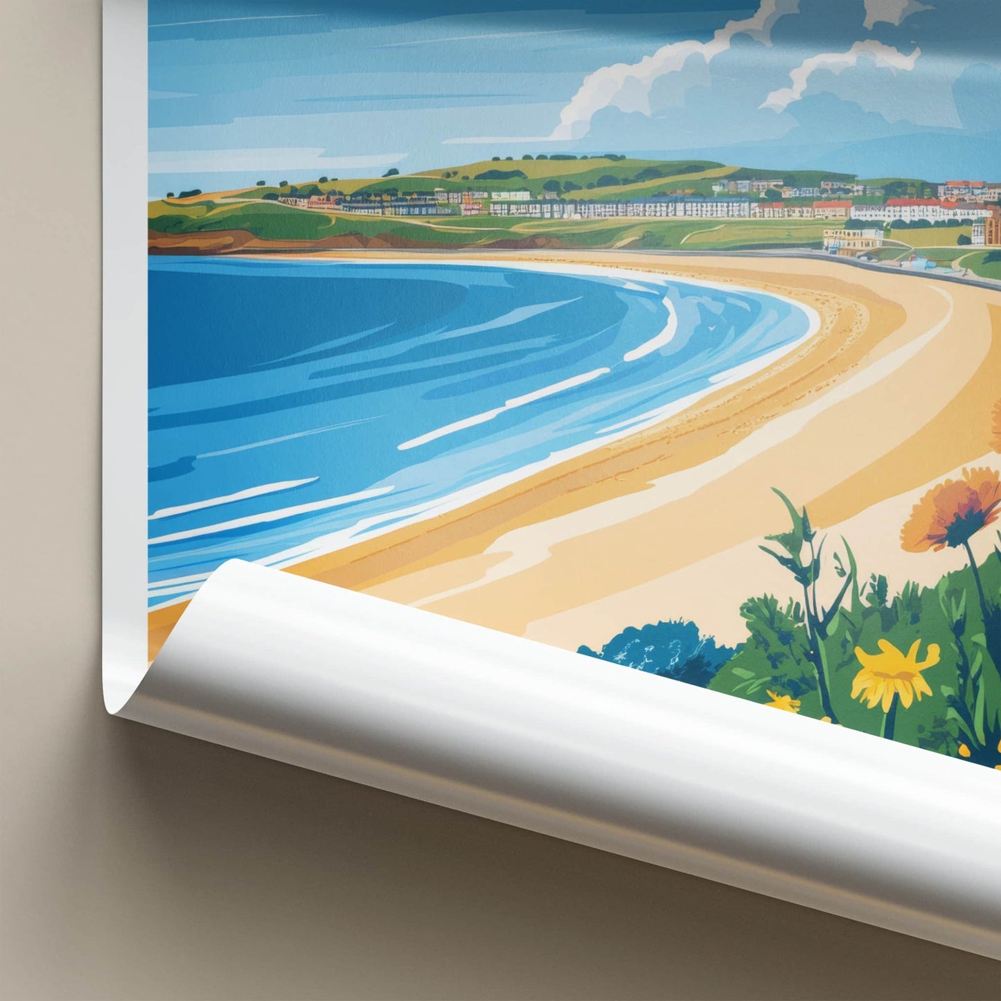 Swansea Poster - Wales Travel Print - Coastal Beach Town Framed Decor