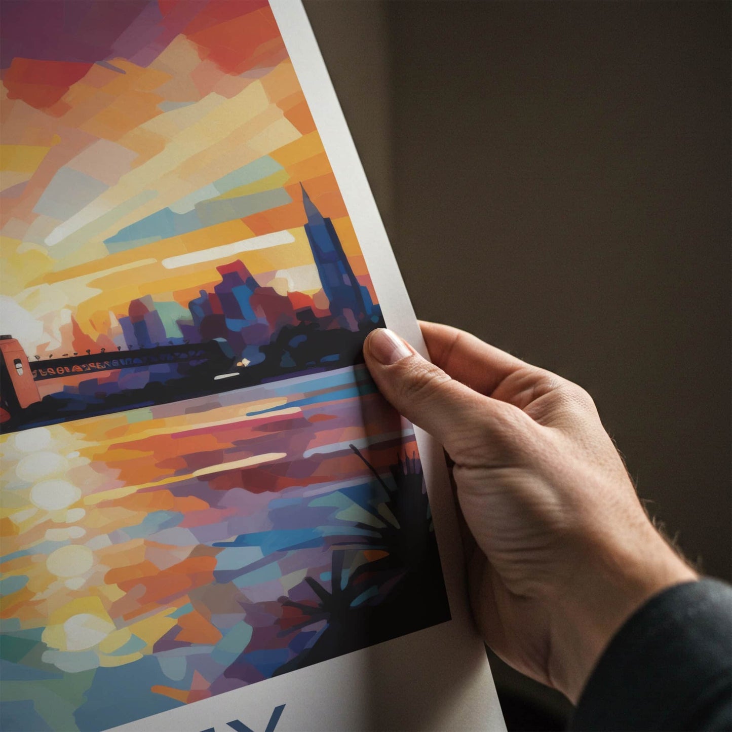 Sydney Poster - Australia Travel Art - Vibrant Sunset Harbor Home Decor