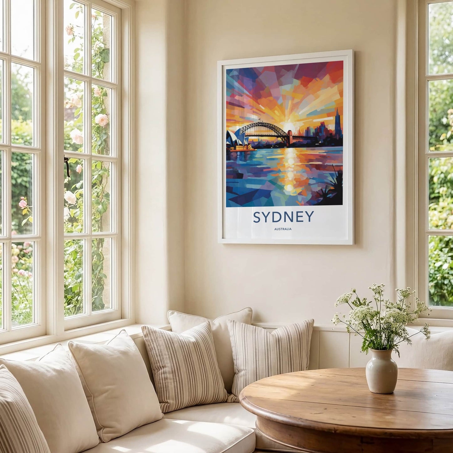 Sydney Poster - Australia Travel Art - Vibrant Sunset Harbor Home Decor