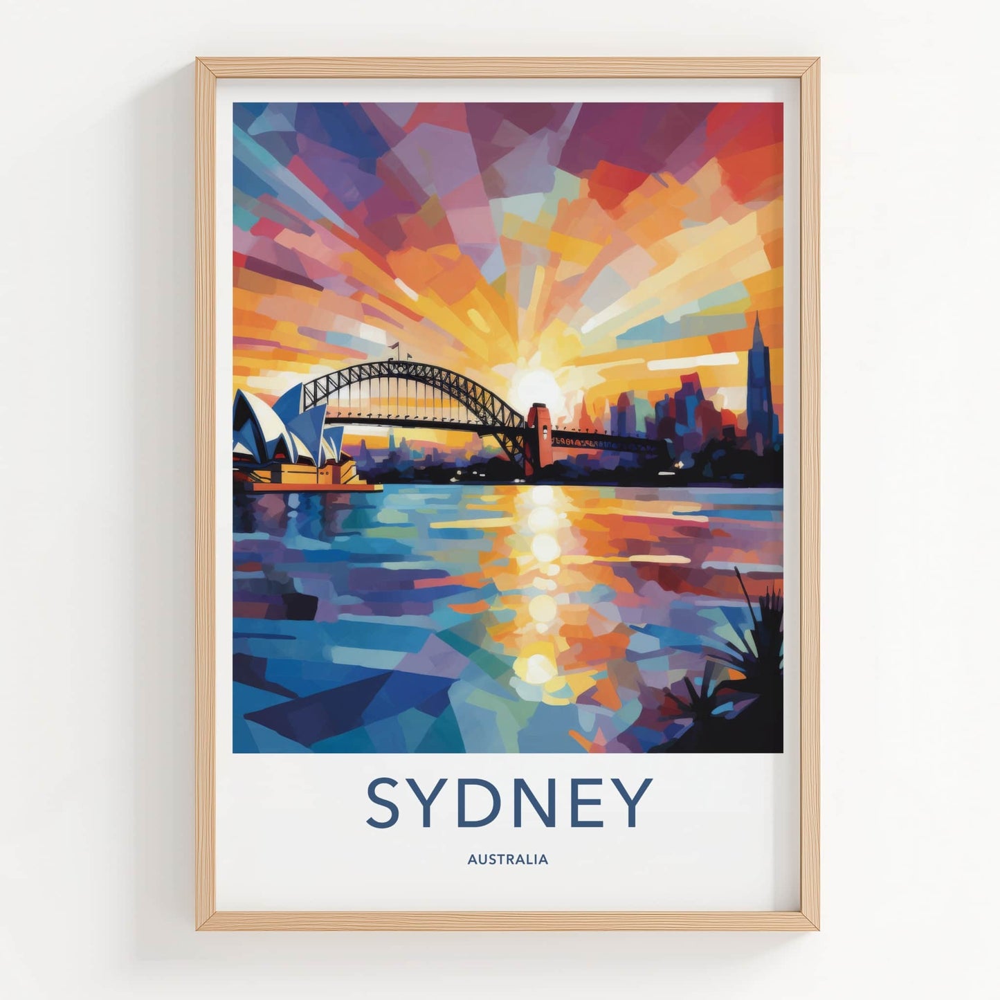 Sydney Poster - Australia Travel Art - Vibrant Sunset Harbor Home Decor