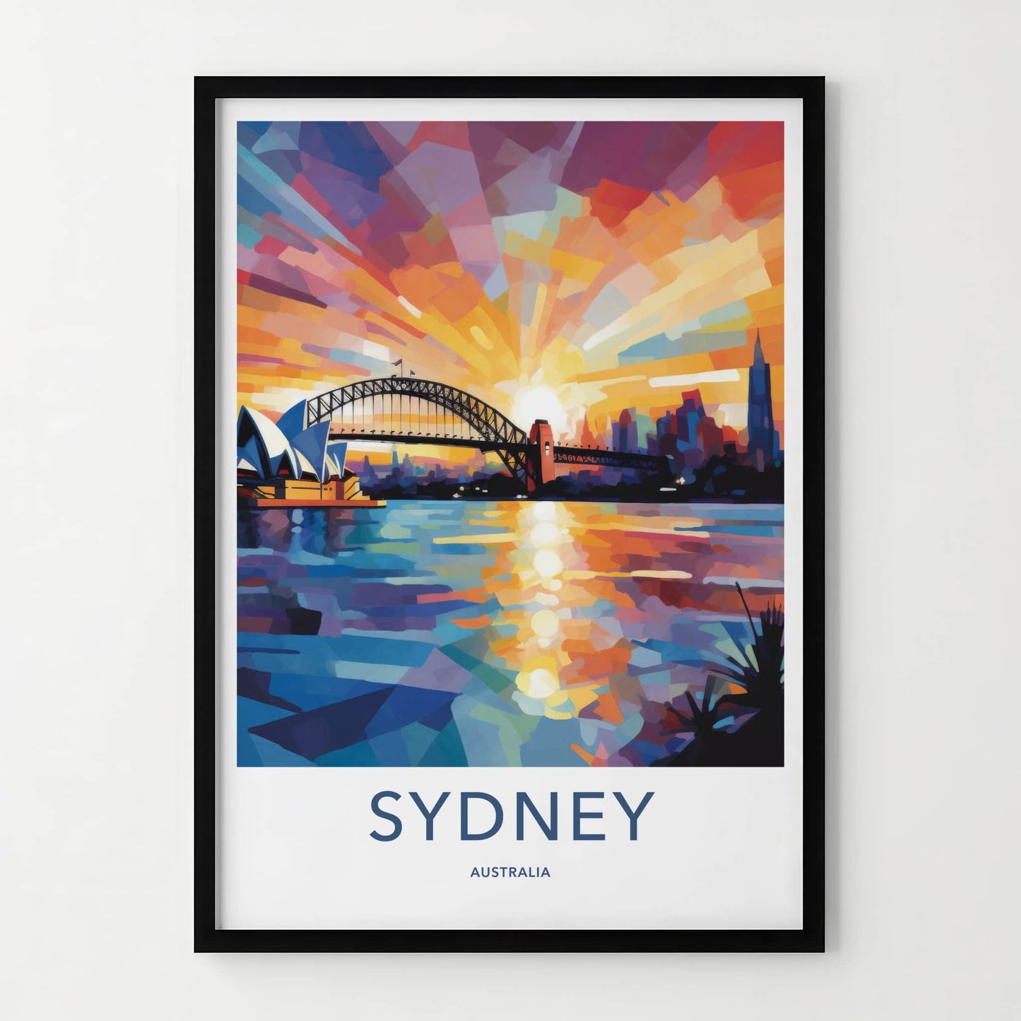 Sydney Poster - Australia Travel Art - Vibrant Sunset Harbor Home Decor