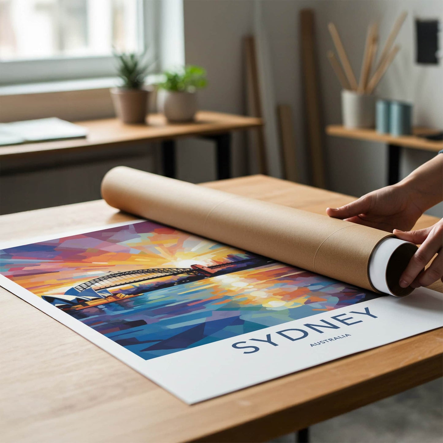 Sydney Poster - Australia Travel Art - Vibrant Sunset Harbor Home Decor