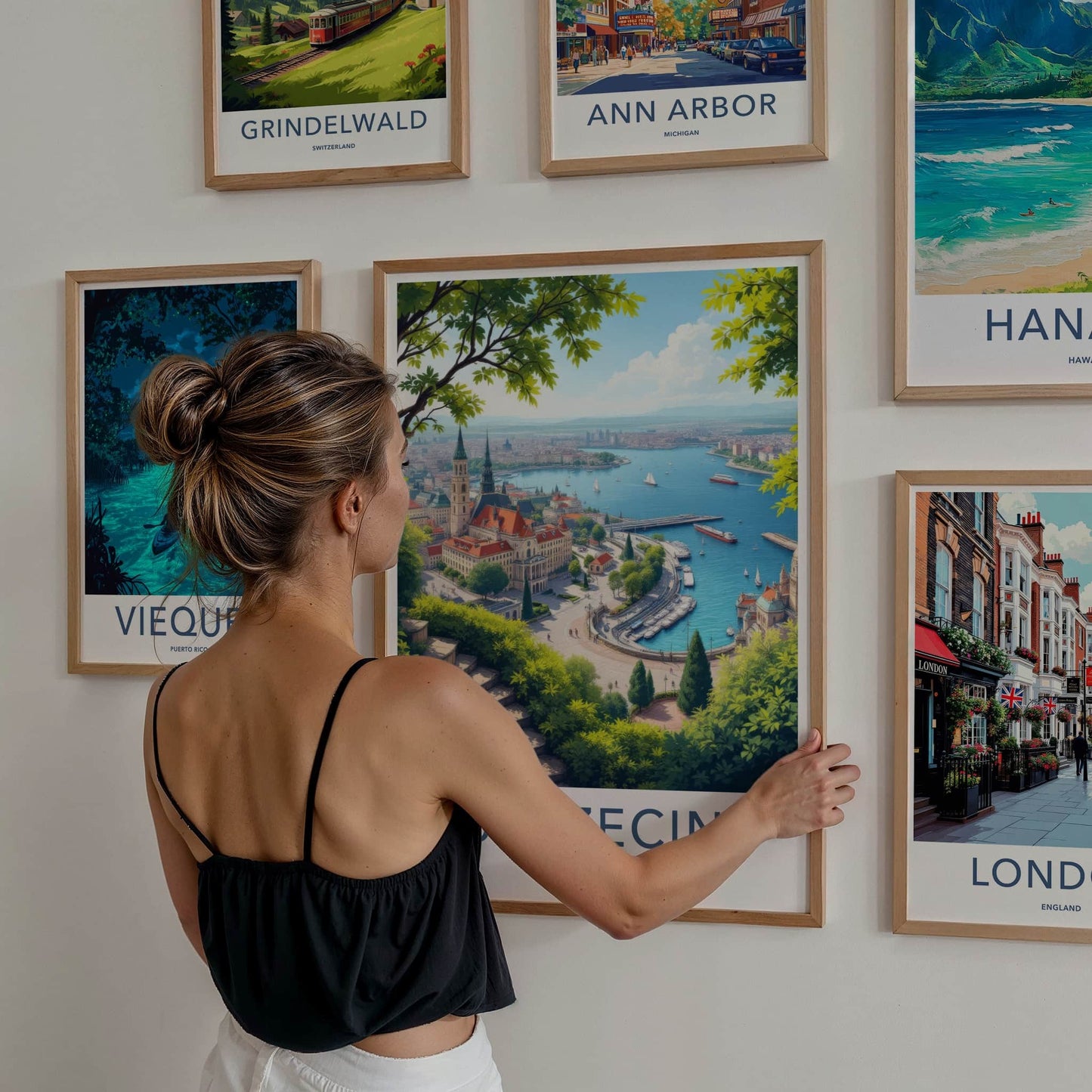 Szczecin Poster - Poland Travel Art - Historic Riverfront Panorama Home Decor