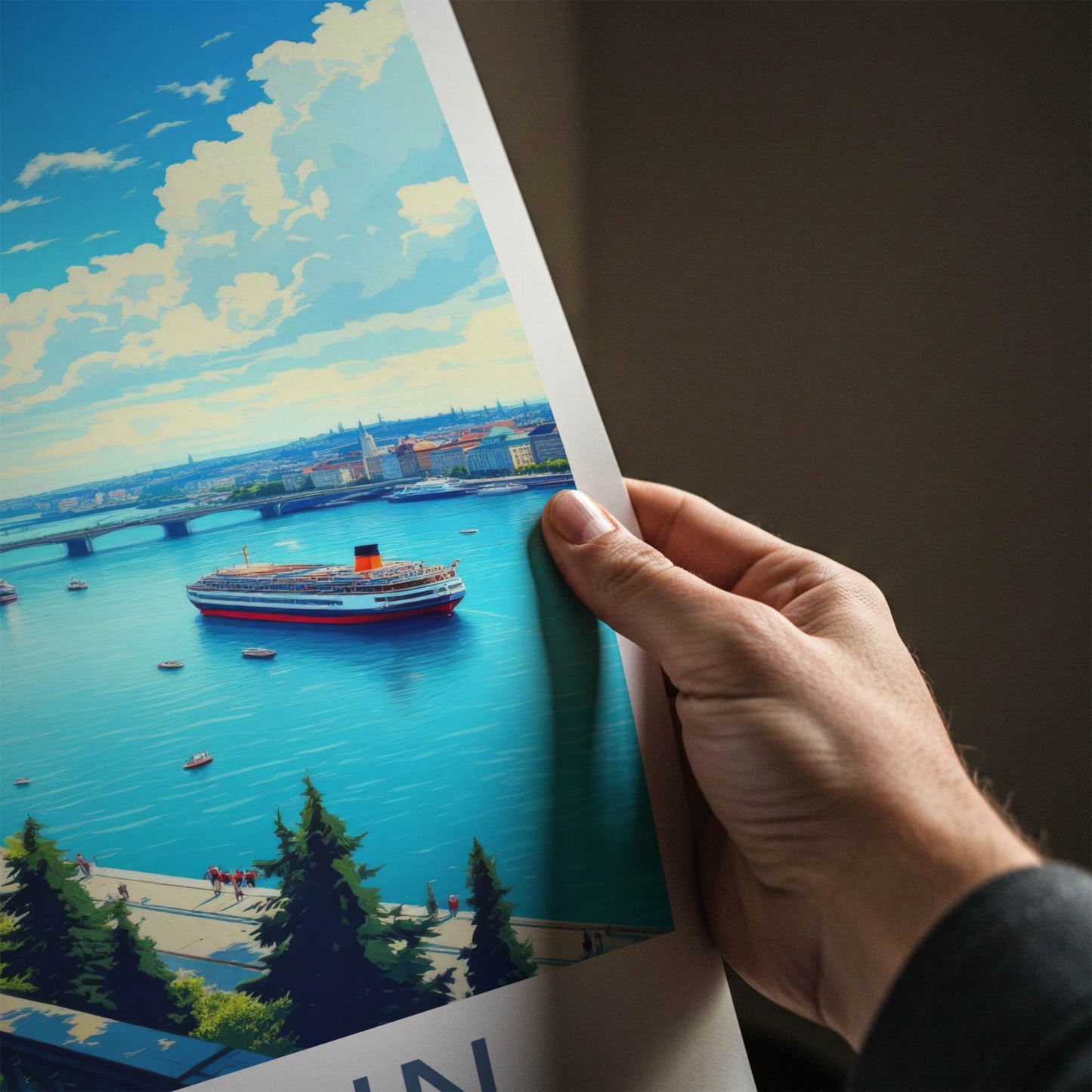 Szczecin Poster - Poland Travel Art - Historic Waterfront Panorama Wall Decor