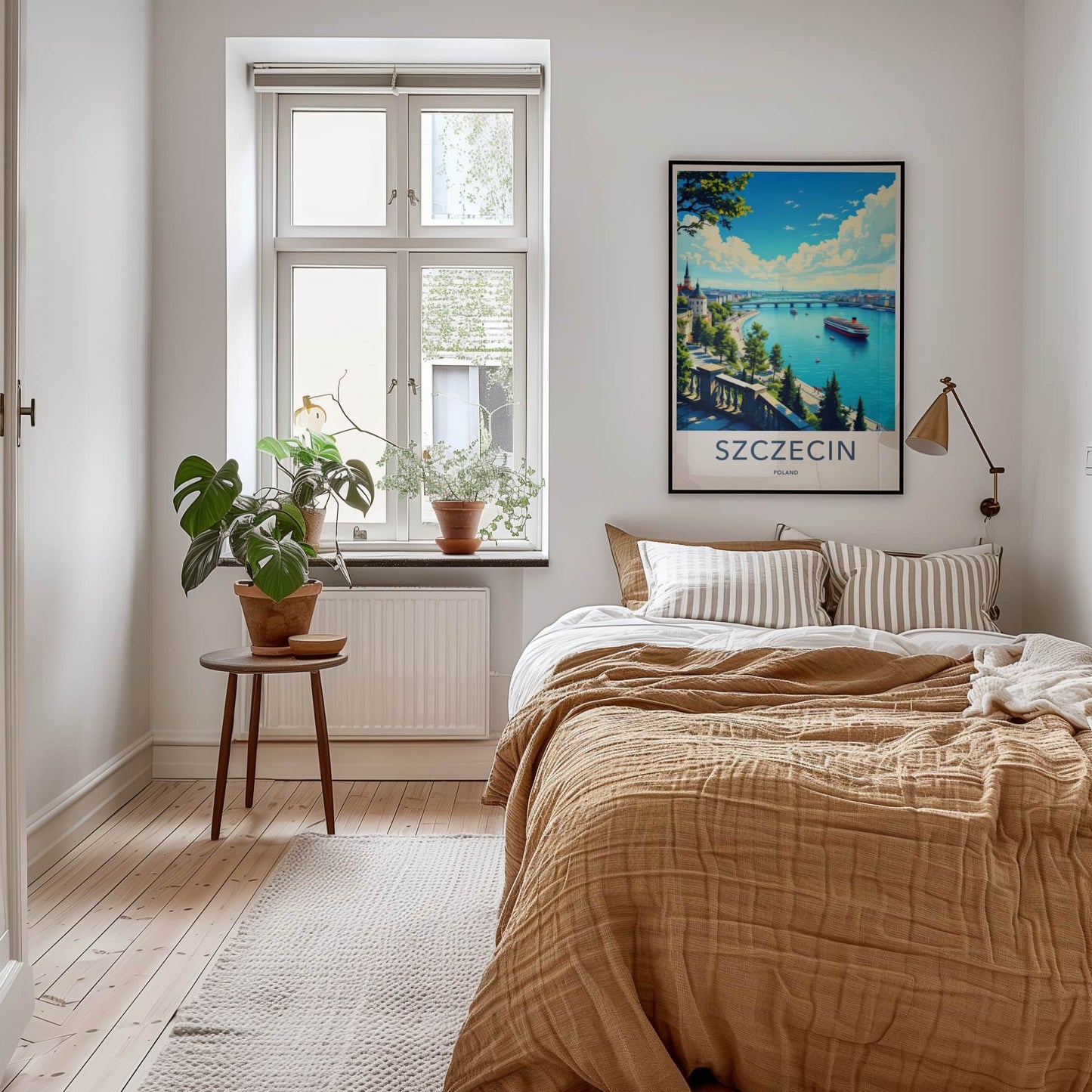 Szczecin Poster - Poland Travel Art - Historic Waterfront Panorama Wall Decor