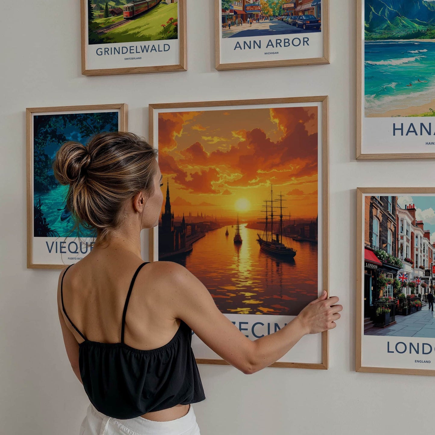 SZCZECIN Poster - Poland Travel Art - Vibrant Sunset Harbor Wall Decor