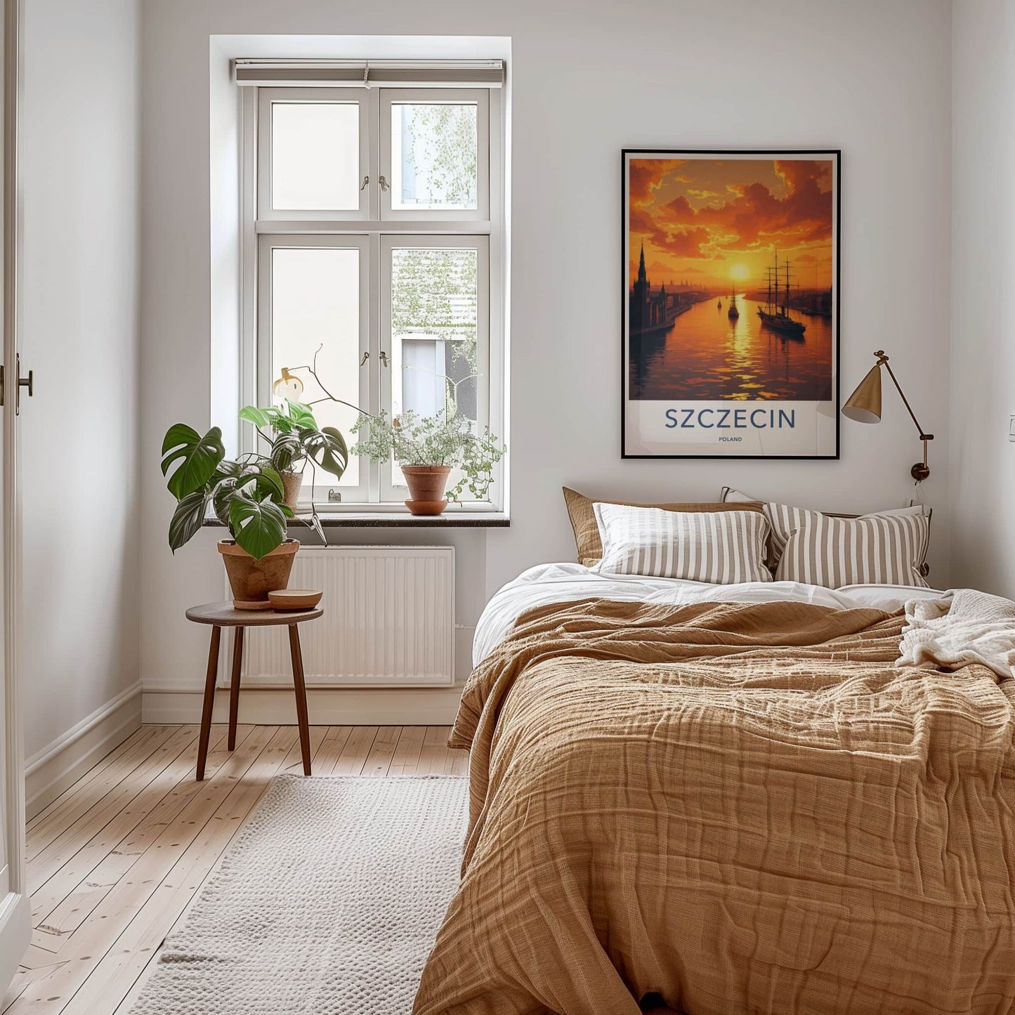 SZCZECIN Poster - Poland Travel Art - Vibrant Sunset Harbor Wall Decor