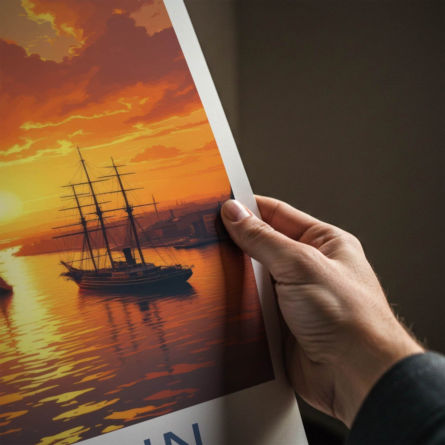 SZCZECIN Poster - Poland Travel Art - Vibrant Sunset Harbor Wall Decor