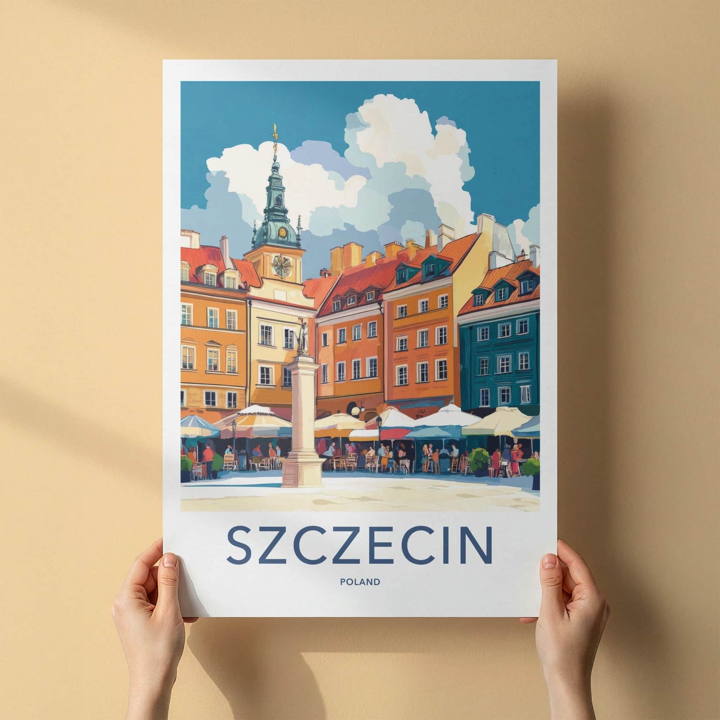 Szczecin Poster - Poland Travel Print - Vibrant Old Square Framed Decor