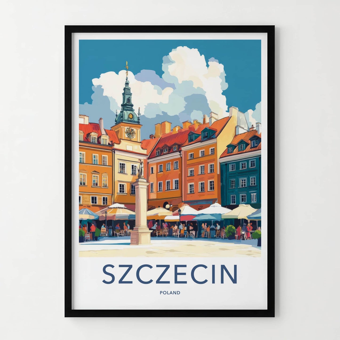 Szczecin Poster - Poland Travel Print - Vibrant Old Square Framed Decor