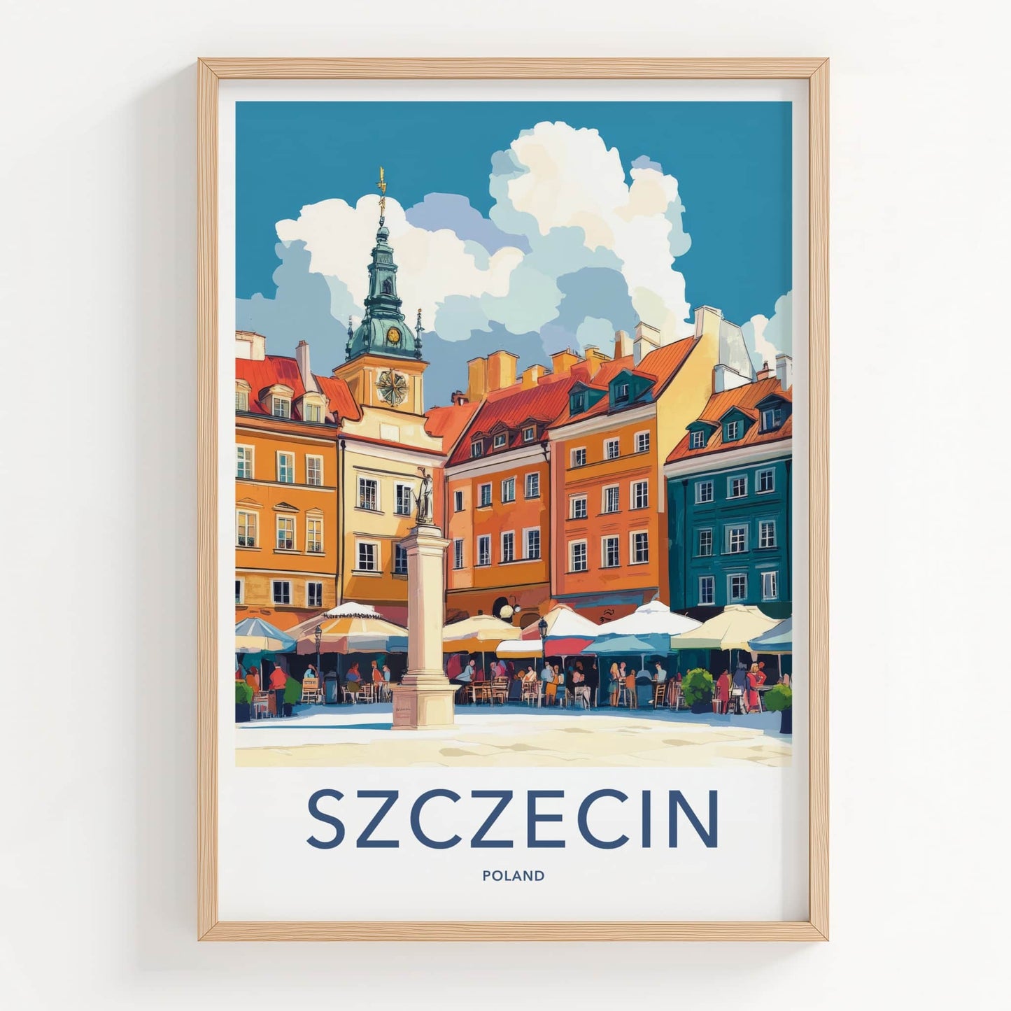 Szczecin Poster - Poland Travel Print - Vibrant Old Square Framed Decor