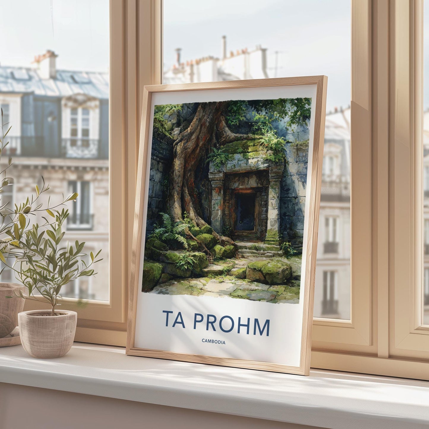 Ta Prohm Poster - Cambodia Travel Art - Giant Tree Entrance Home Decor