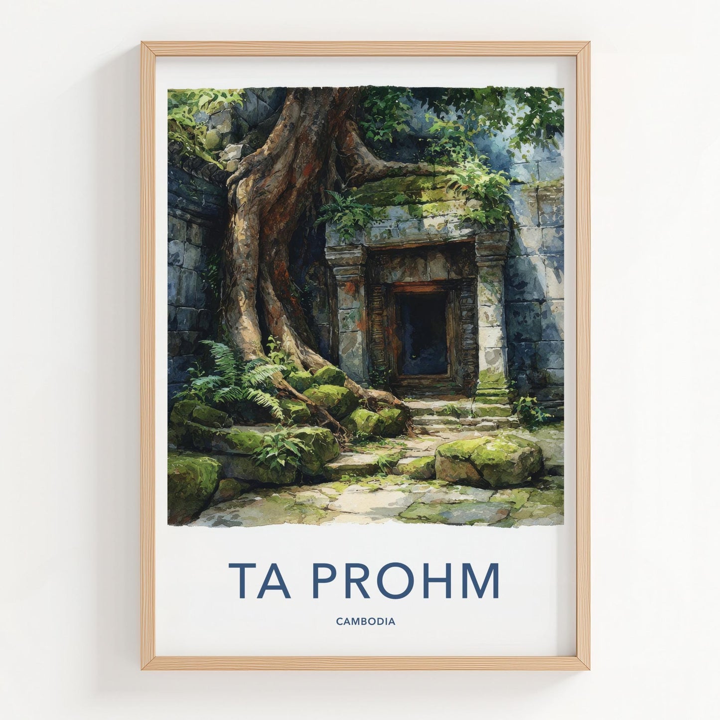 Ta Prohm Poster - Cambodia Travel Art - Giant Tree Entrance Home Decor
