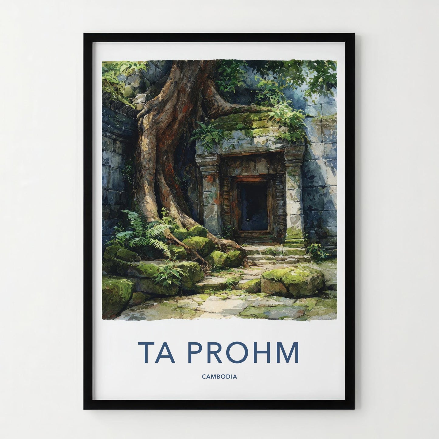 Ta Prohm Poster - Cambodia Travel Art - Giant Tree Entrance Home Decor