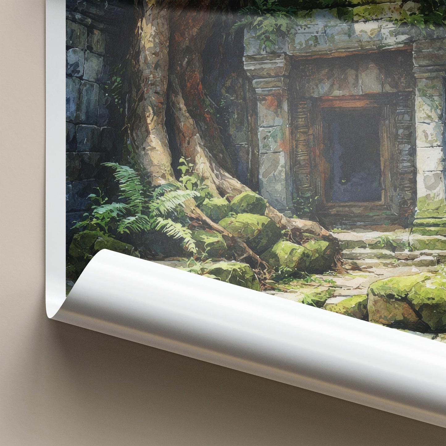 Ta Prohm Poster - Cambodia Travel Art - Giant Tree Entrance Home Decor