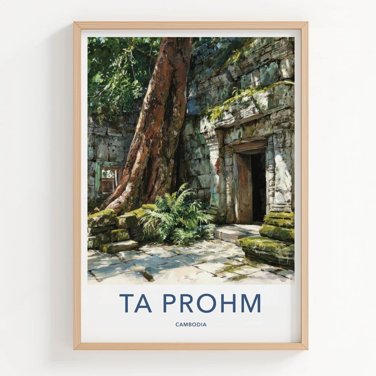 Ta Prohm Poster - Cambodia Travel Art - Temple Tree Entrance Home Decor