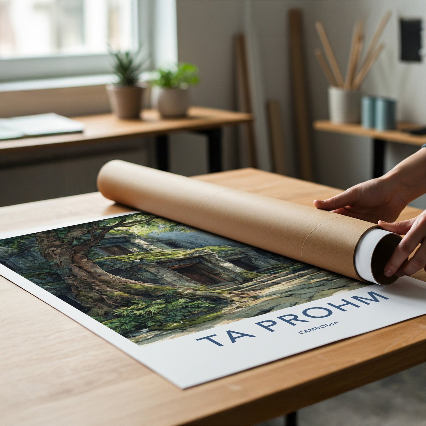 Ta Prohm Poster - Cambodia Wall Art - Ancient Temple Ruin Home Decor