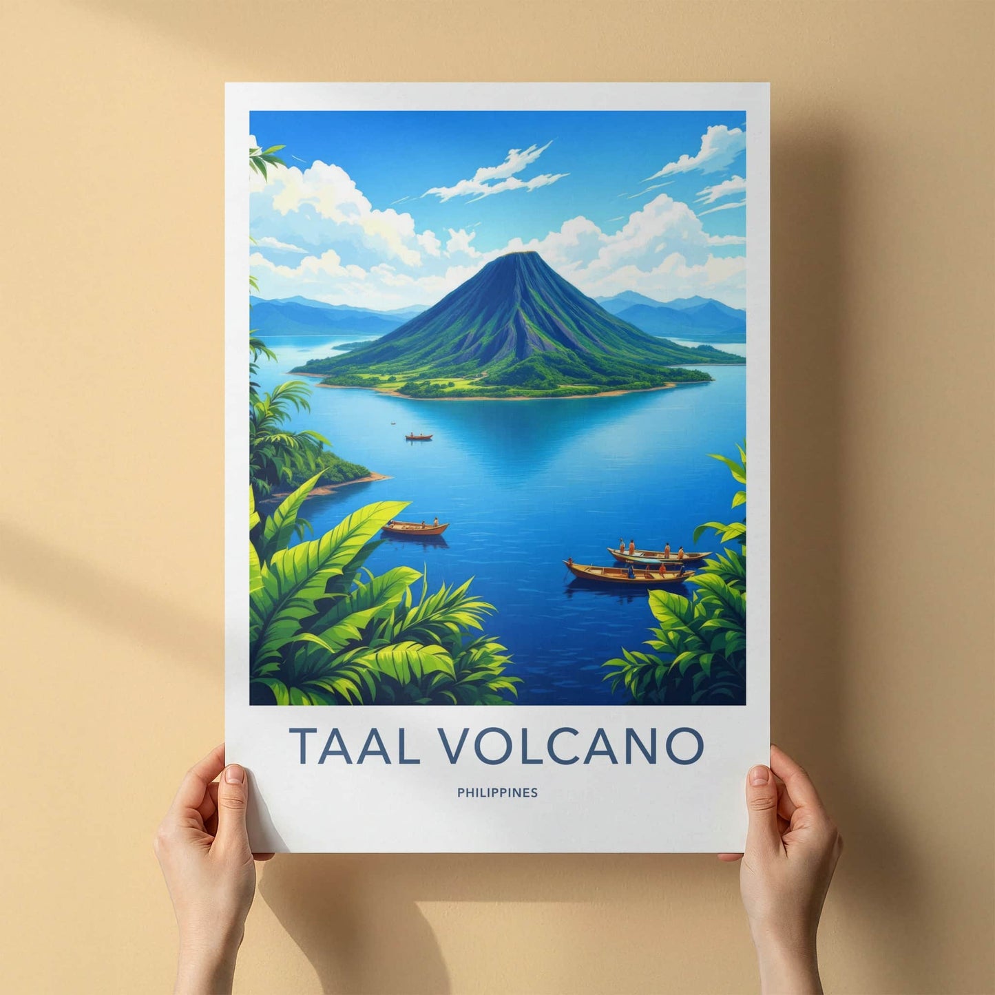 Taal Volcano Poster - Philippines Travel Art - Volcanic Island Lake Home Decor
