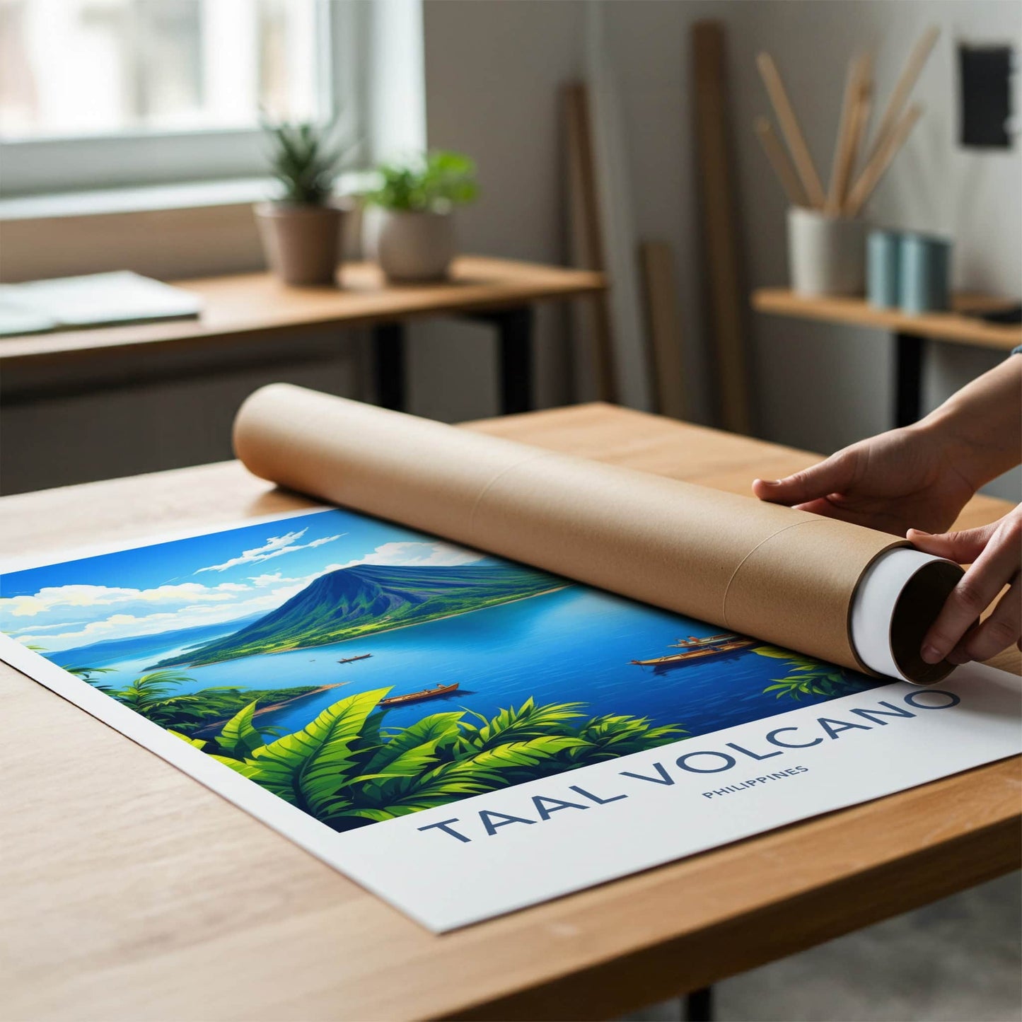 Taal Volcano Poster - Philippines Travel Art - Volcanic Island Lake Home Decor